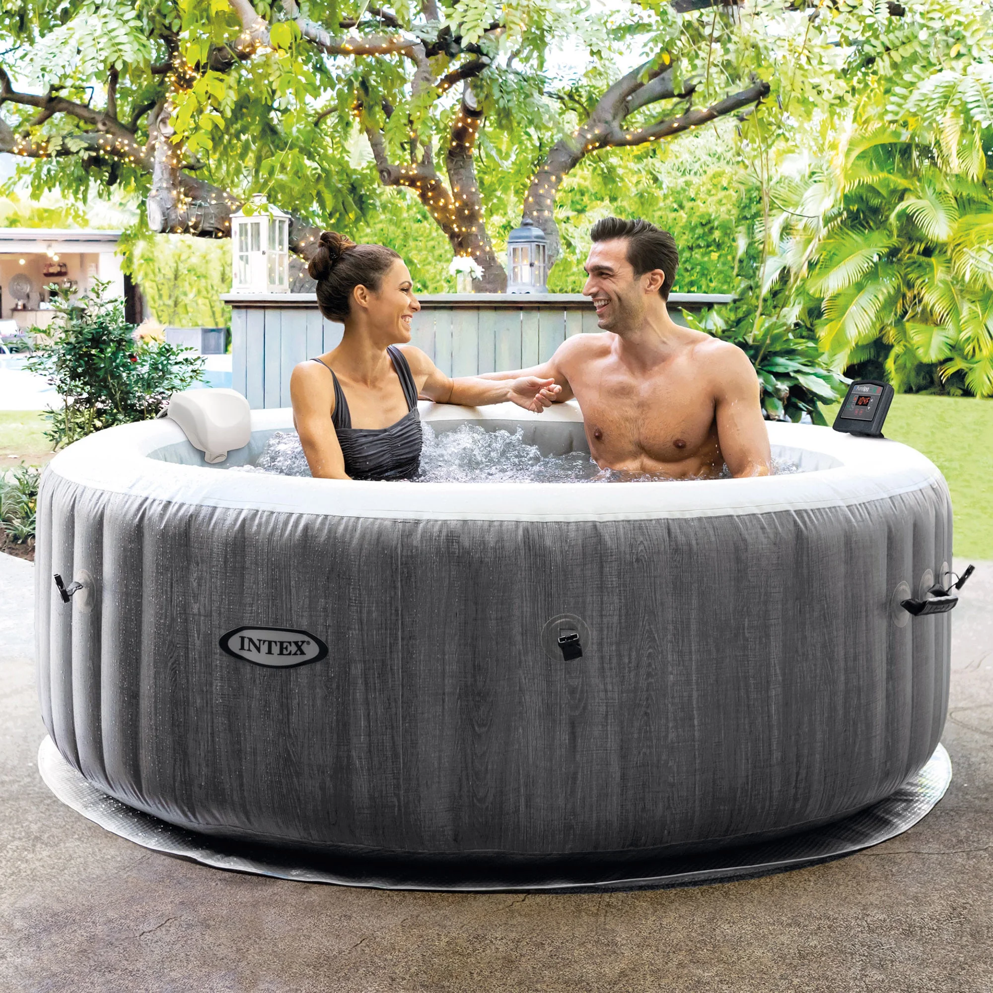 Intex PureSpa Plus 6 Person Inflatable Hot Tub Bubble Jet Spa, 85 x 28
