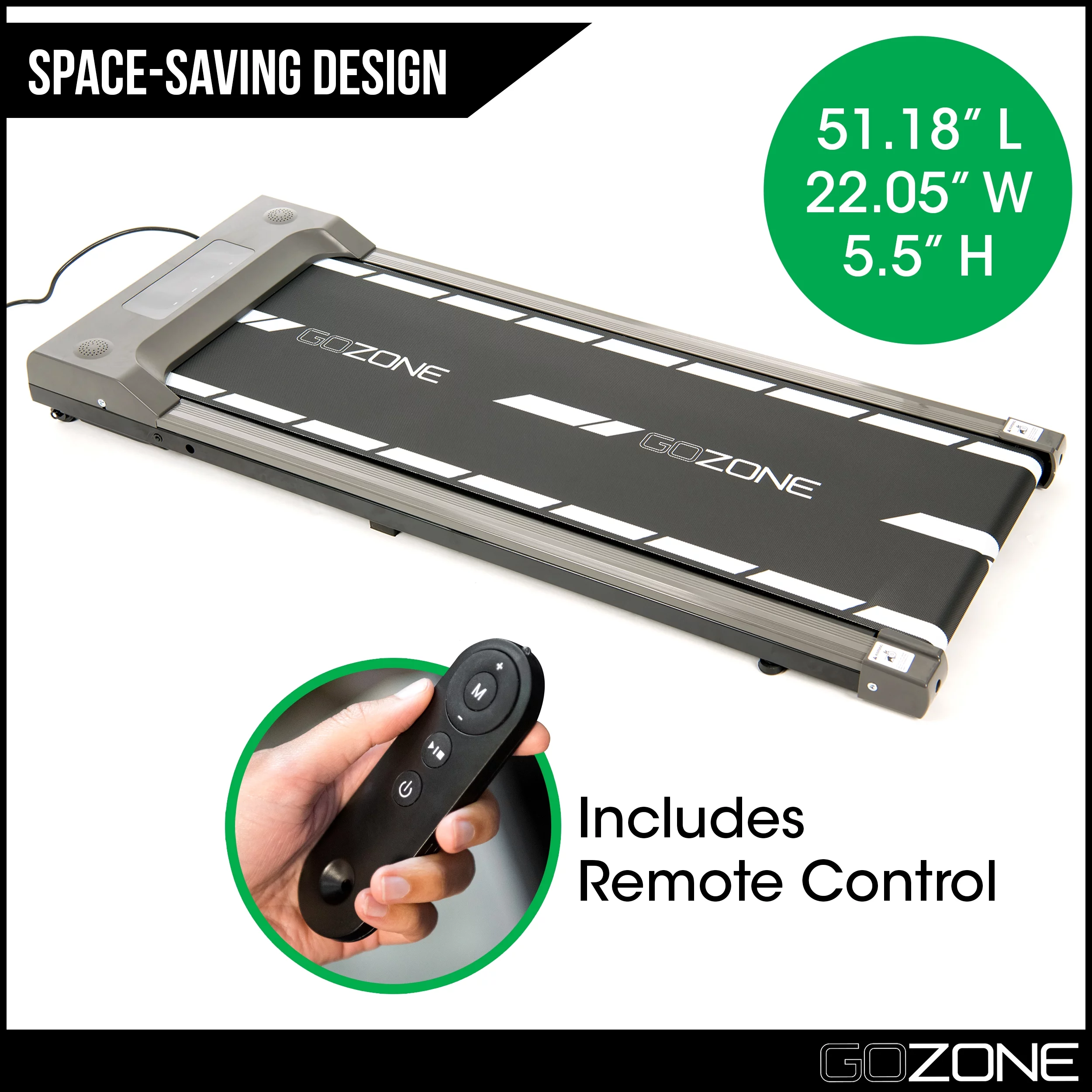 Gozone Under Desk Exercise Treadmill with Remote, Walking Pad for Home and Office, Adjustable Speeds, White and Black - Womvr