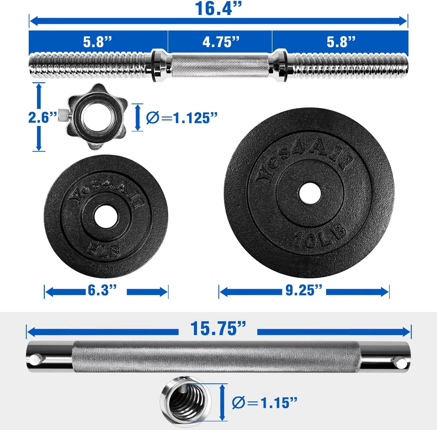 Yes4All 100 lbs Adjustable Dumbbells + Dumbbell Connector, Combo/Set - Womvr