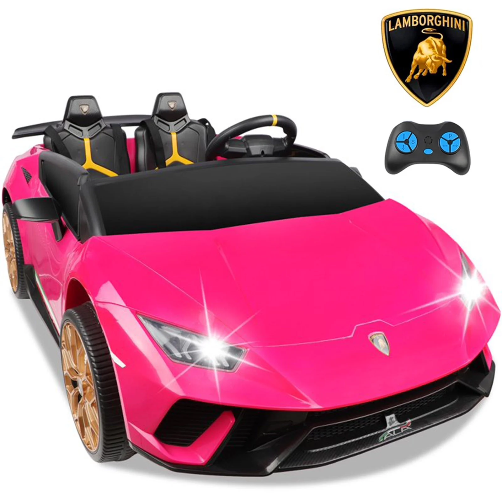 Lamborghini Huracan Ride on Car Real 2 Seater, Powered Electric Vehicle with Parent Remote, Maximum 4.0mph Ride on Toys for 3-8 Years Kids,Pink - Womvr