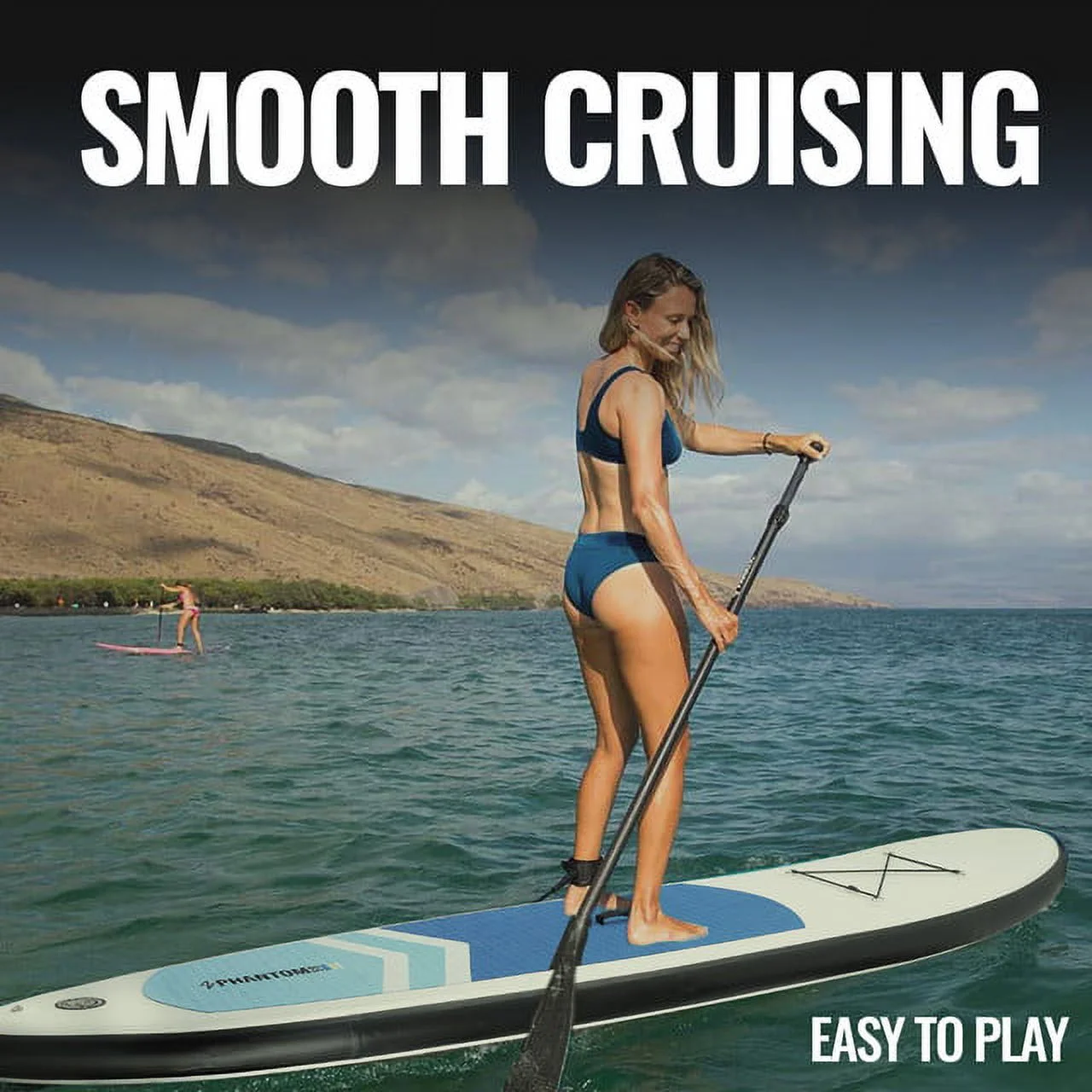 Inflatable Stand Up Paddle Board Premium SUP Accessories & Backpack, Surf Control, Non-Slip Deck, Leash, Paddle and Pump, Youth & Adult Standing Boat (Black/Grey) - Womvr