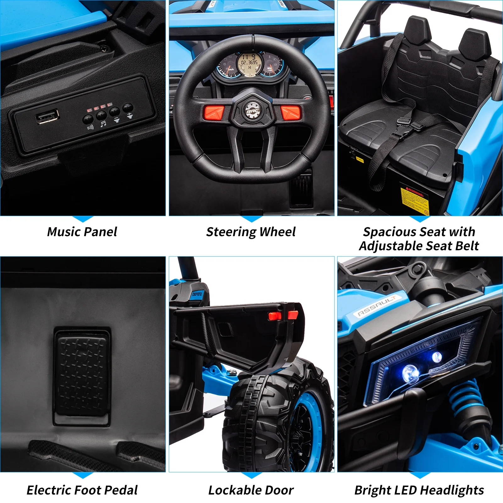 EastVita Ride on UTV Car, 24V Ride on Car Battery Powerd Electric Off-Road UTV Car w/Remote Control, 200W Motor, Spring Suspension, Music, LED Lights, ATV, Red - Womvr