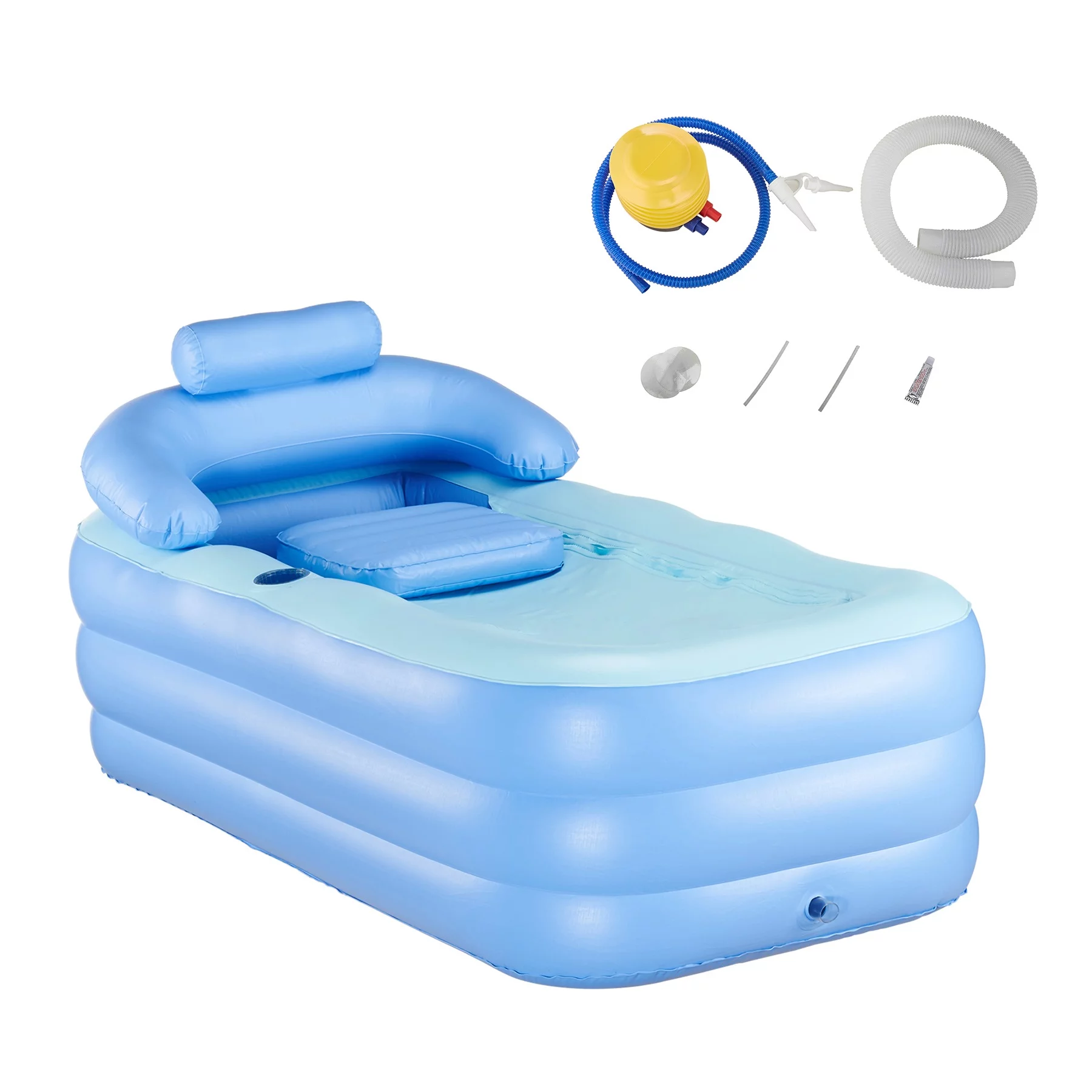 CO-Z 4-6 Person 7' Blow-Up Hot Tub with 130 Air Jets Cover Electric Pump Portable Pool, Gray - Womvr