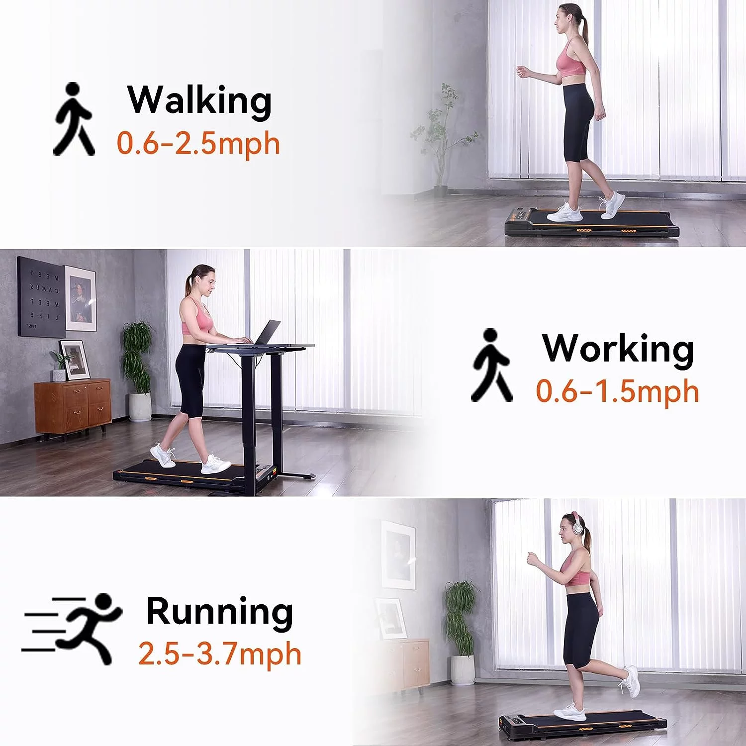 CoolHut 2.5Hp Walking Pad, Walking Area 2 in 1 Under Desk Treadmill,300lb Walking Treadmill with Remote Control and LED Display, Quiet, Compact & Small Treadmill for Home & Office, Black - Womvr