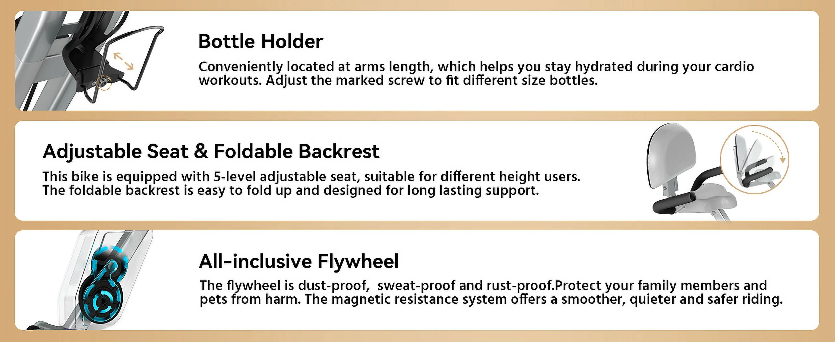 Pooboo 4in1 Foldable Exercise Bike Indoor Cycling Bike Magnetic Stationary Bike Exercise Bike 300lbs - Womvr