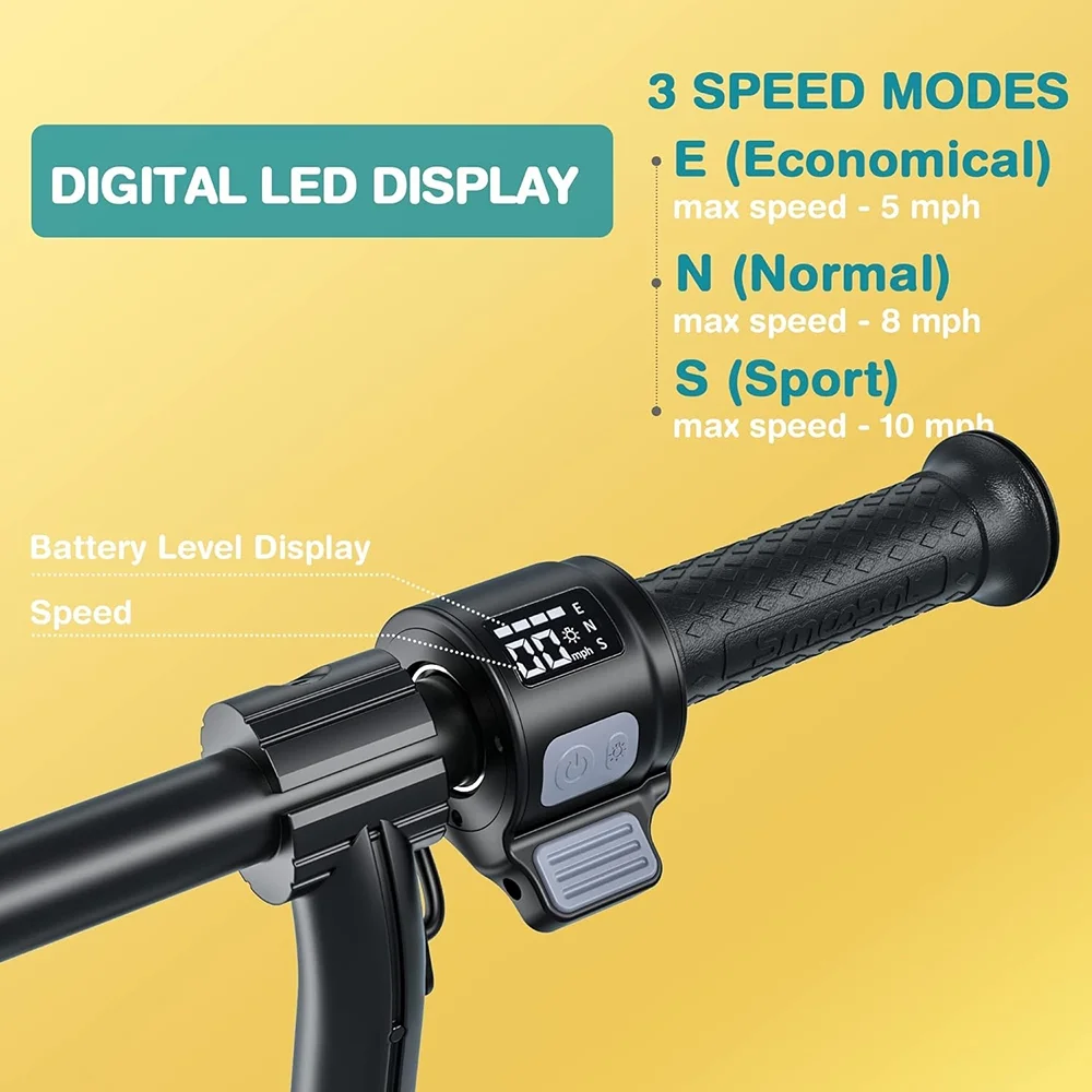 Electric Scooter for Kids, Foldable Scooter with Colourful Rainbow Light and LED Display, Adjustable Speed and Height Black - Womvr