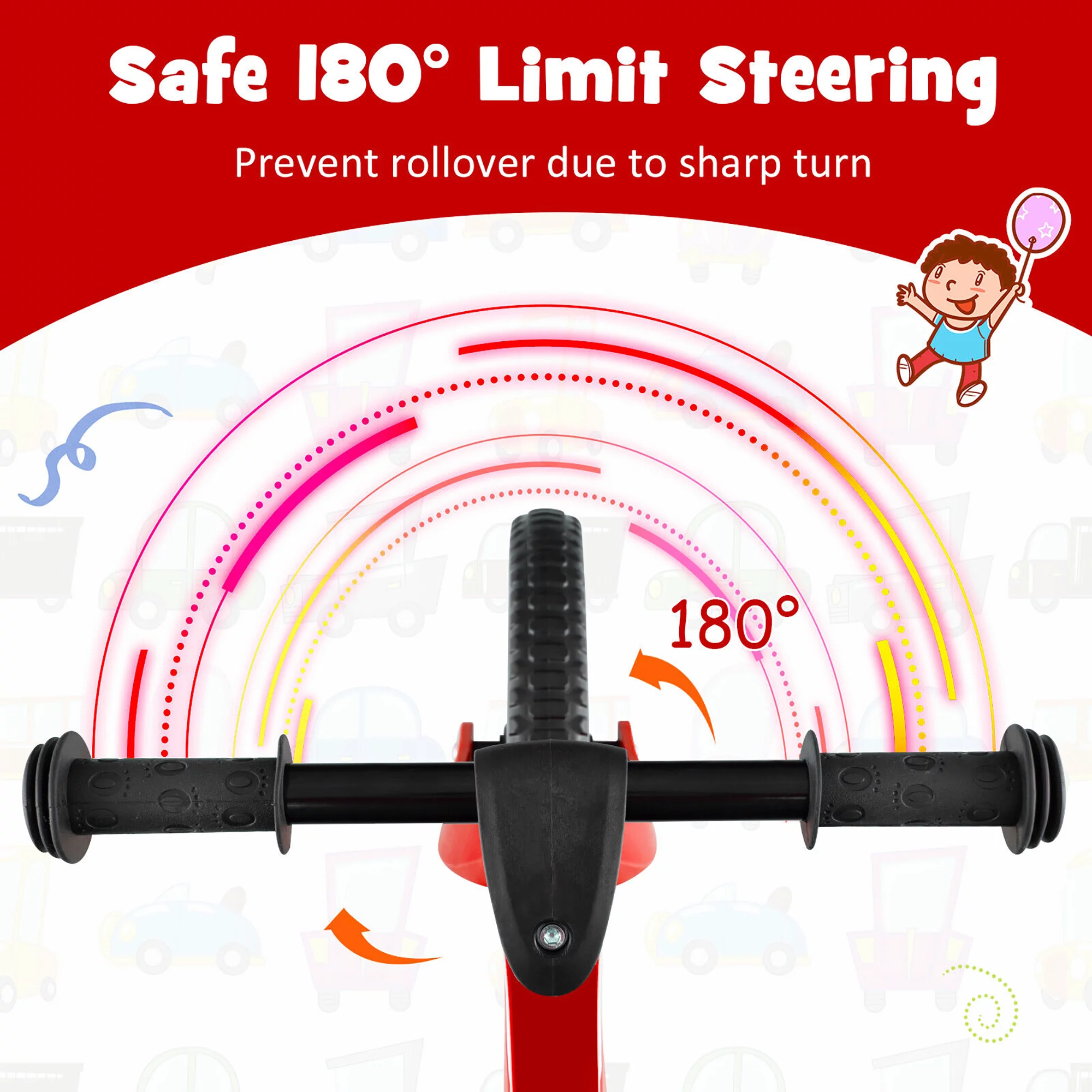 Gymax Kids Balance Bike Lightweight Toddler Bicycle with Rotatable Handlebar Red - Womvr