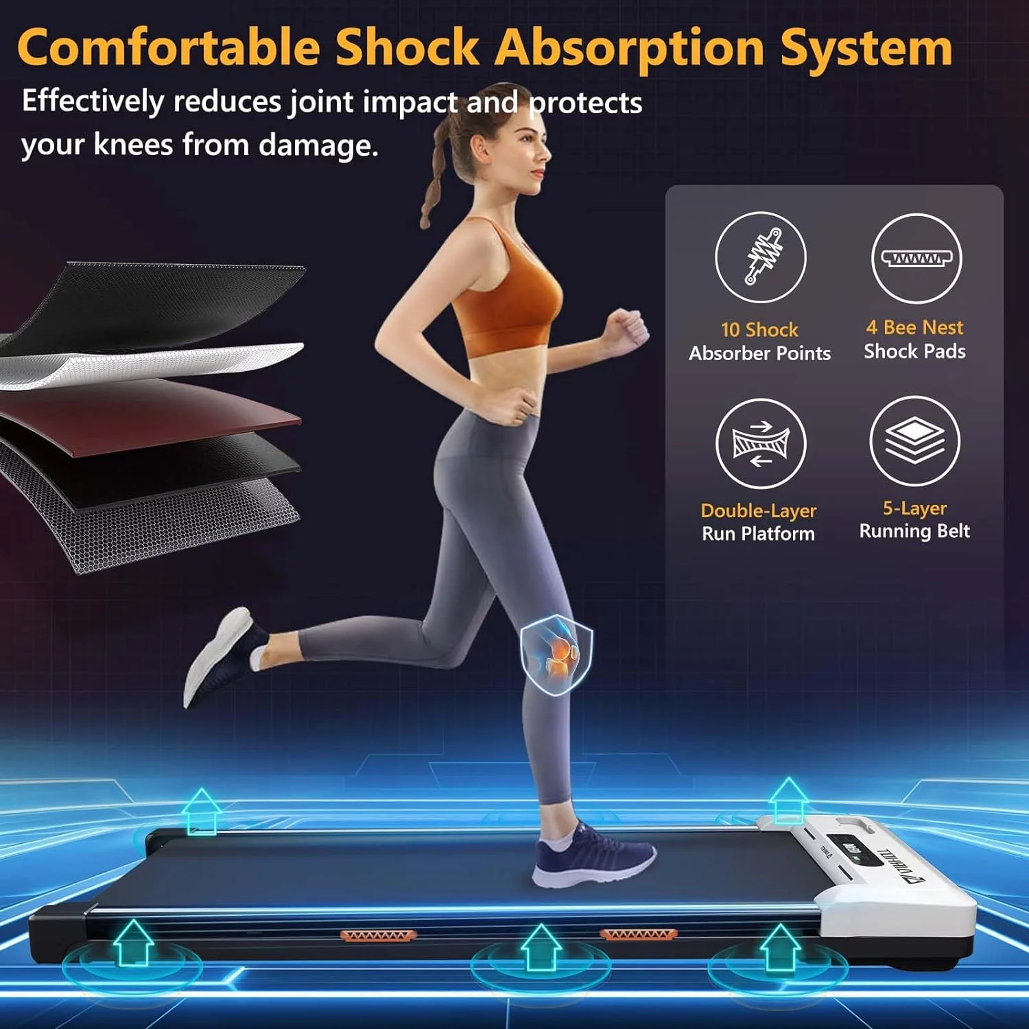 AMZFUN Under Desk Treadmill, Walking Pad 2 in 1 for Walking and Jogging (Black) - Womvr
