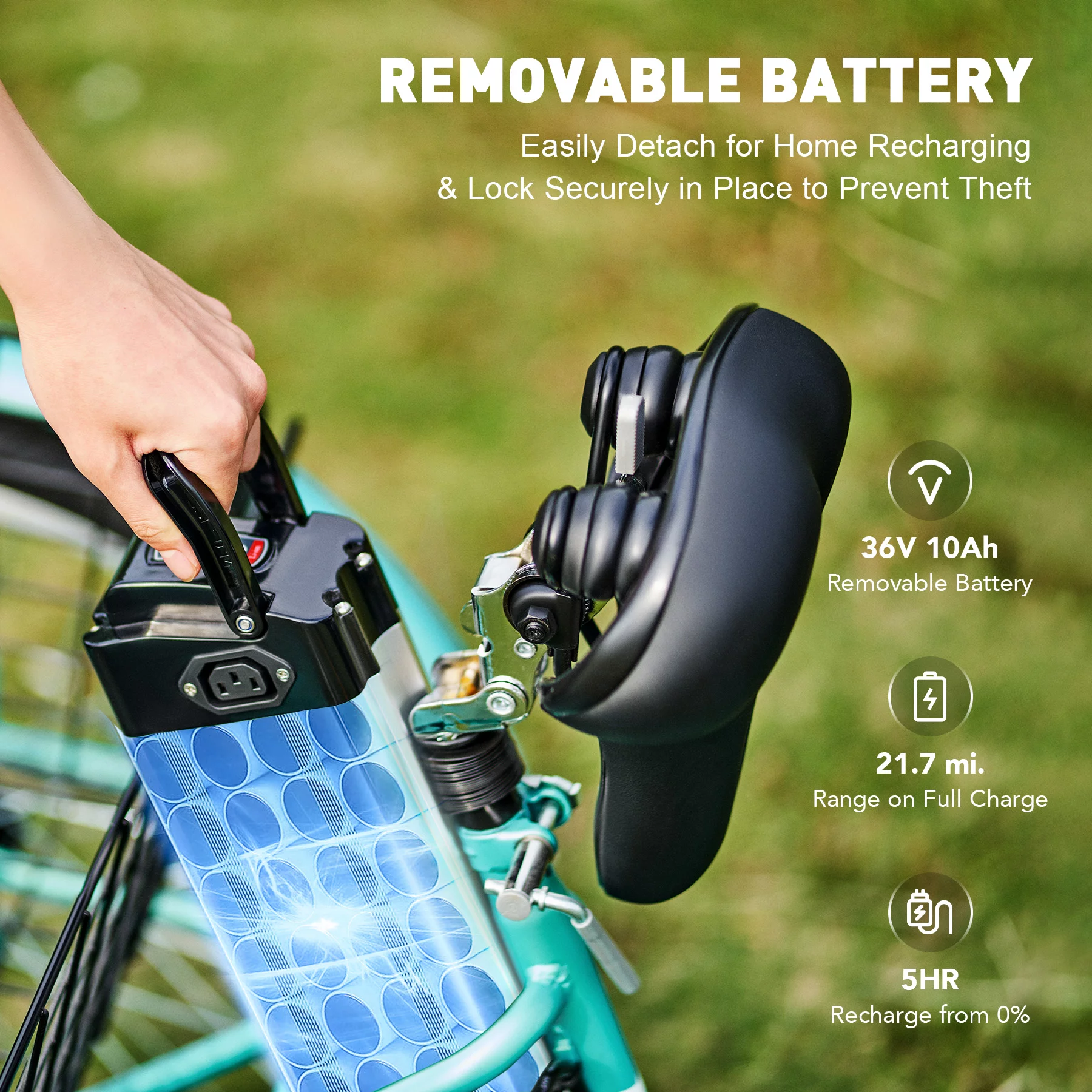 VIRIBUS 24 Inch Adult Trike 350W Dual Chain Electric Tricycle 36V 10Ah Navy - Womvr