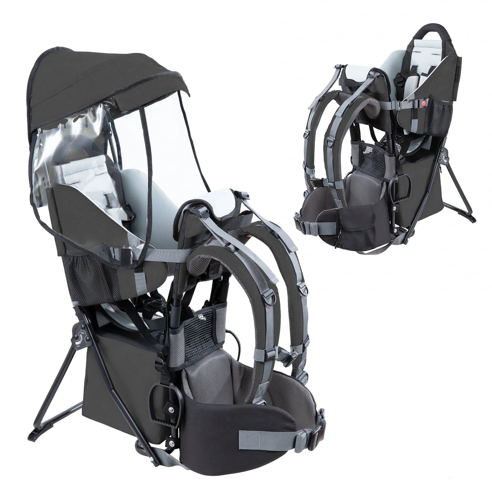 Besrey Baby Hiking Backpack Carrier for Toddlers, Waterproof & Lightweight Outdoor Child Back Frame, Black - Womvr