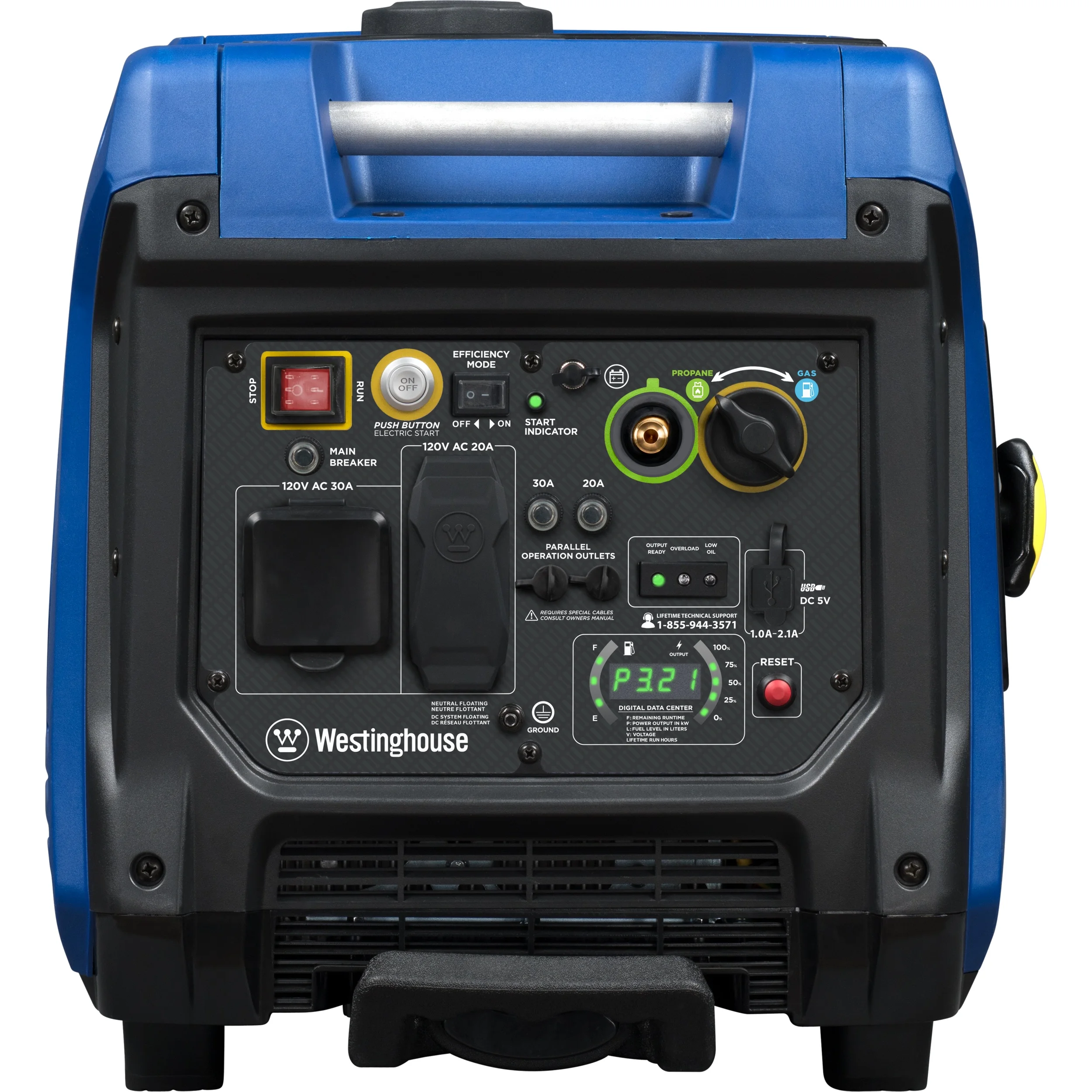 Westinghouse 5000 Watt Electric Start Dual Fuel Portable Inverter Generator with RV Outlet - Womvr