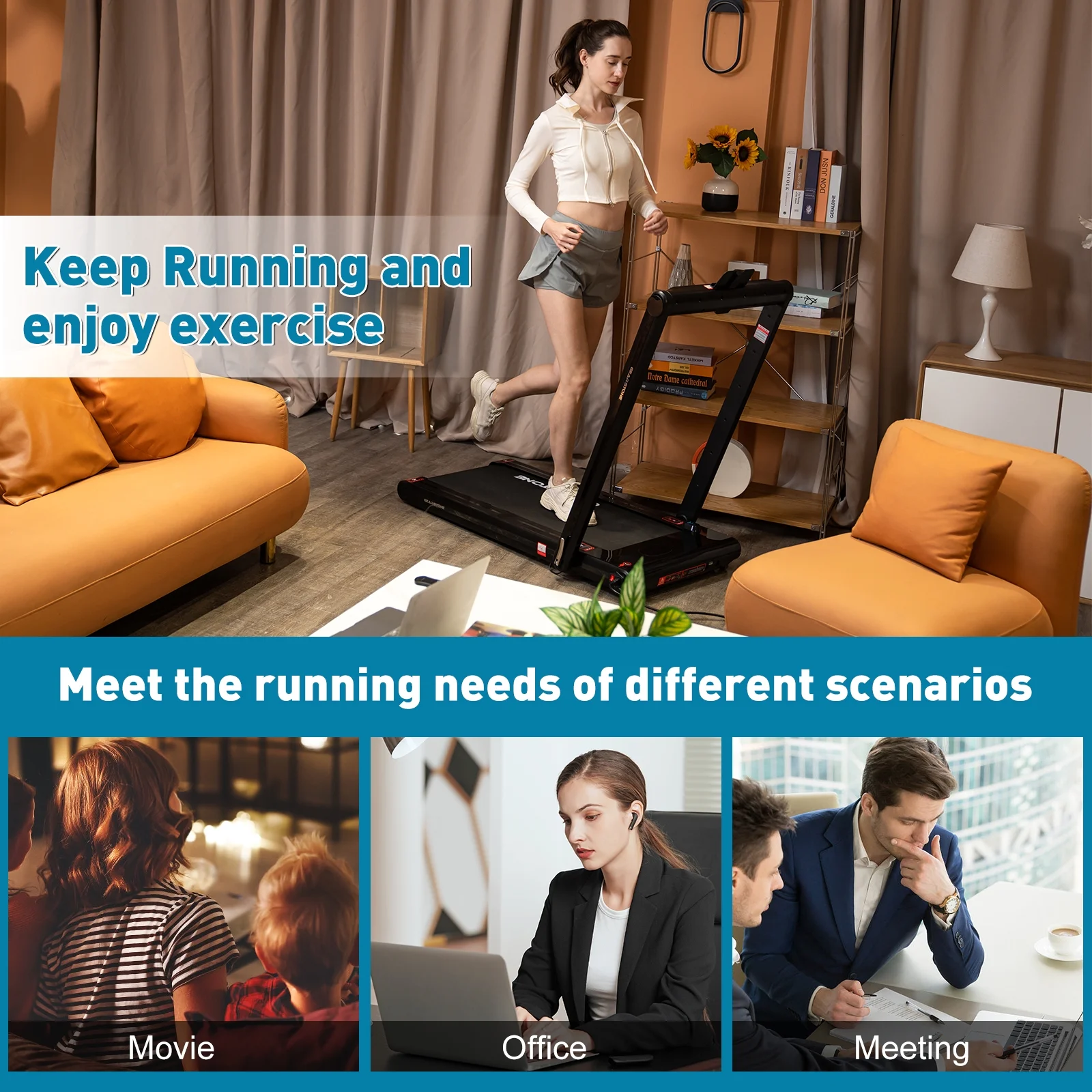 GEARSTONE 2 in 1 Folding Treadmill, Under Desk Treadmill Walking Electric Jogging Running Machine . Treadmill Home Gym Office Workout - Womvr