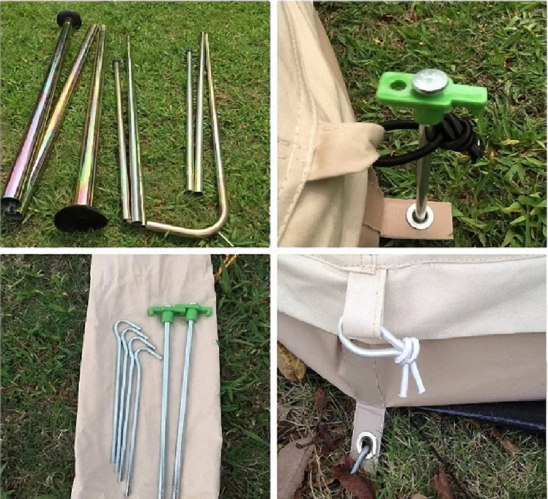 Teepee Tent Outdoor Waterproof 4-Season Family Camping Cotton Canvas Yurt Tent 4M/13.1ft Bell Tent With Stove Hole (Side Wall), For Family Glamping - Womvr