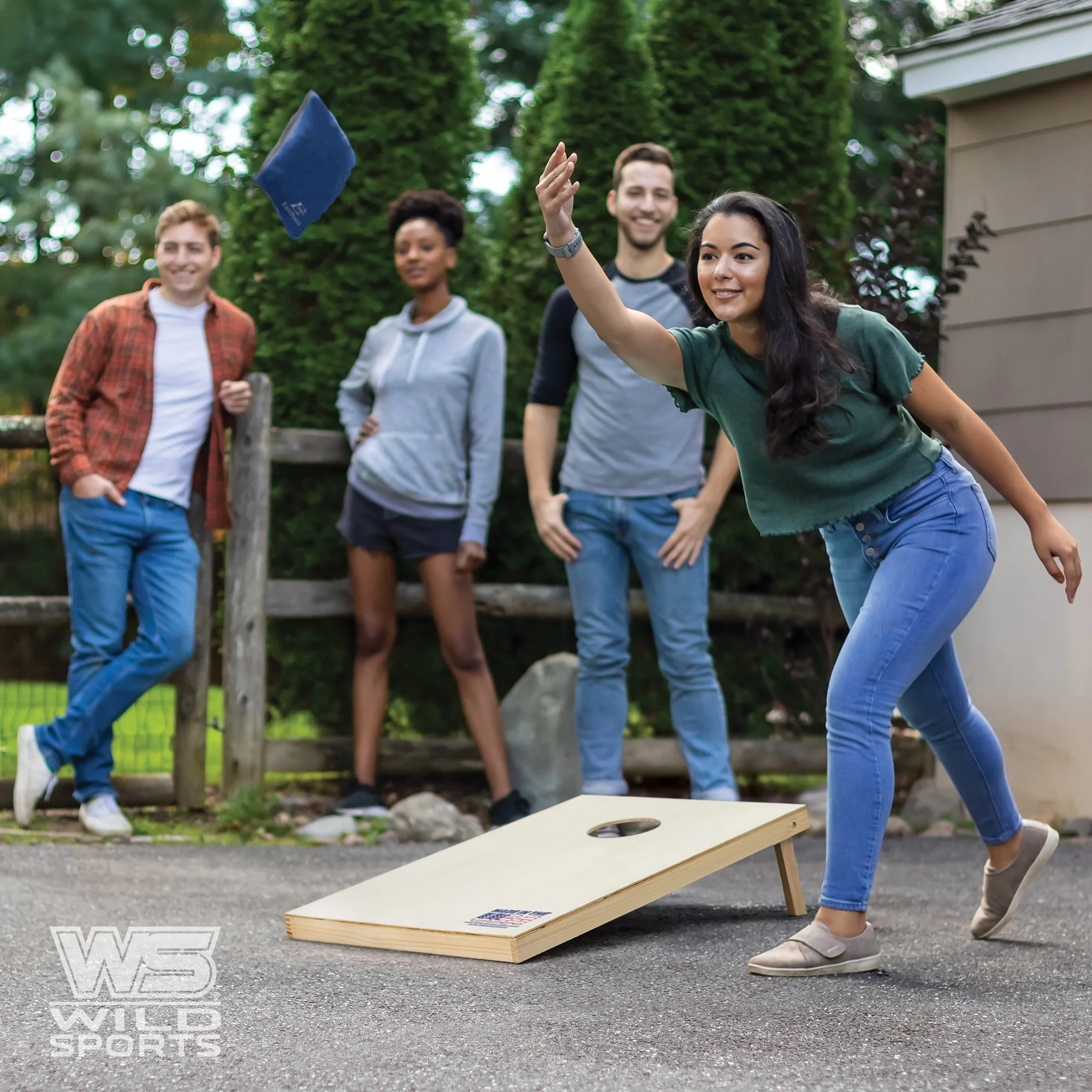 EastPoint Sports 2' x 3' Cornhole Boards - Natural Wood Bean Bag Toss Set with 8 Bean Bags - Womvr