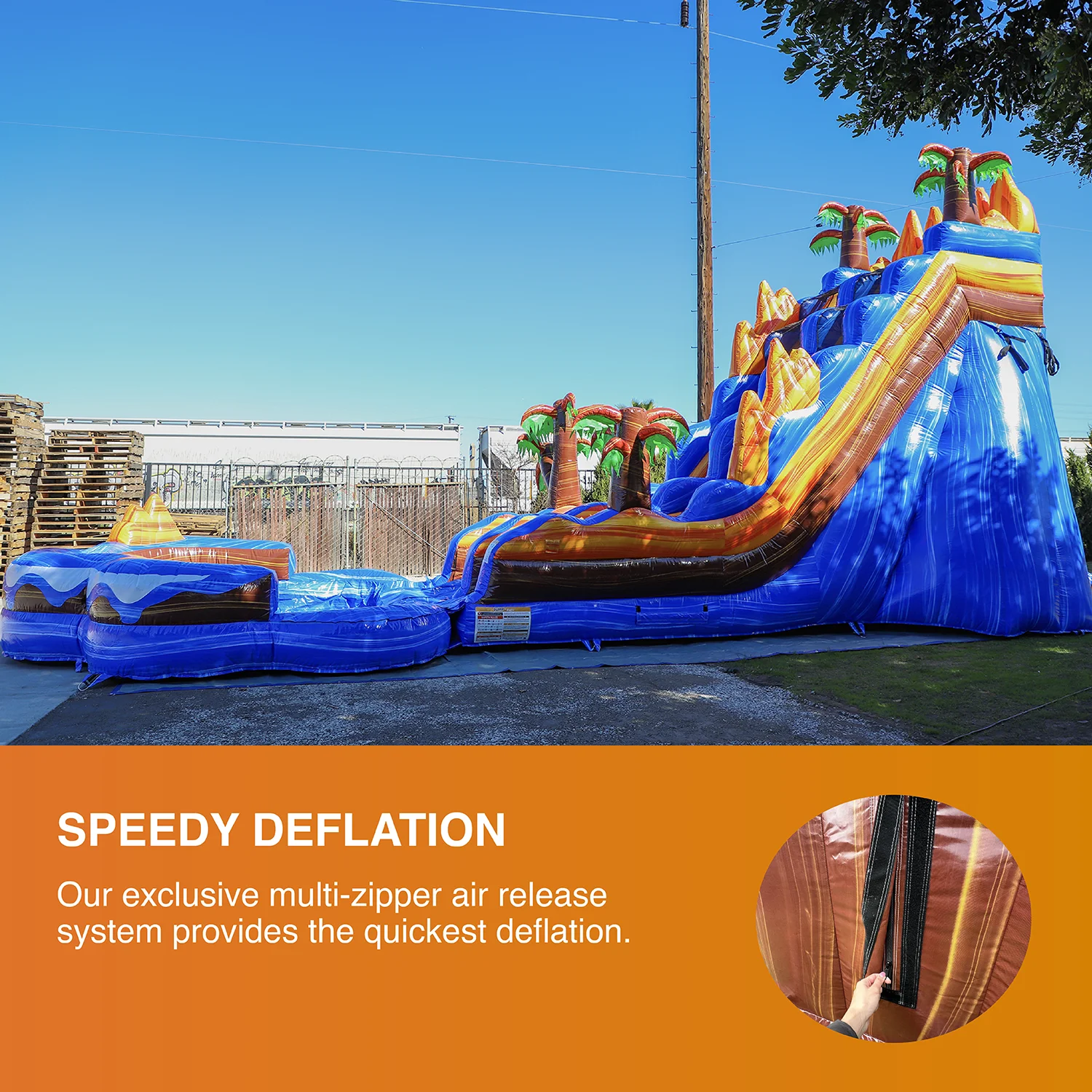 JumpOrange 19' Oasis Commercial Grade Water Slide Inflatable with Detachable Pool for Kids and Adults (with Blower), Outdoor Tall Waterslide, PVC Vinyl - Womvr