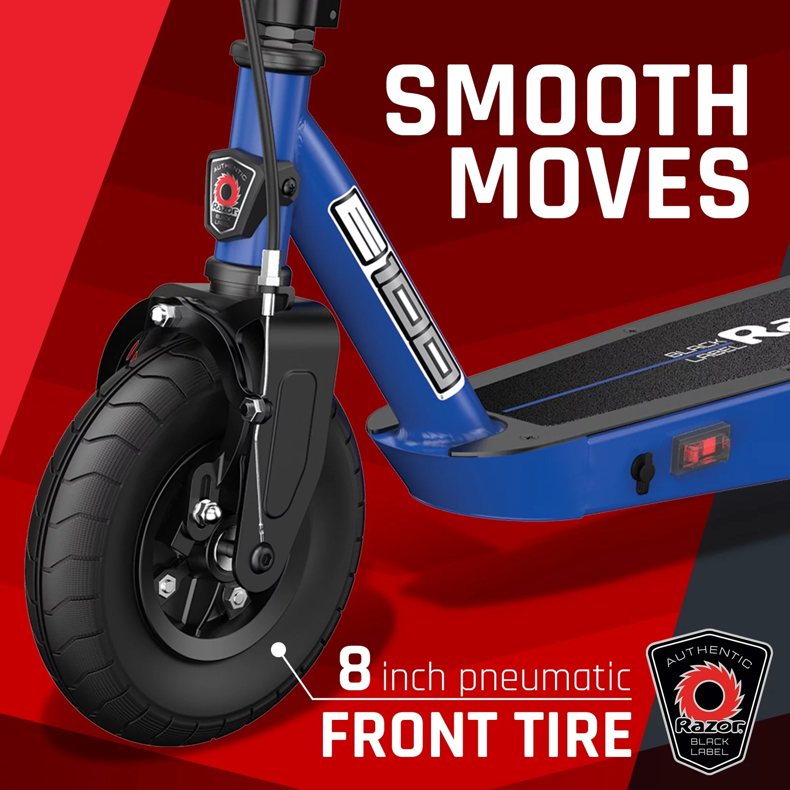 Razor Black Label E100 Electric Scooter – Blue, up to 10 mph, 8