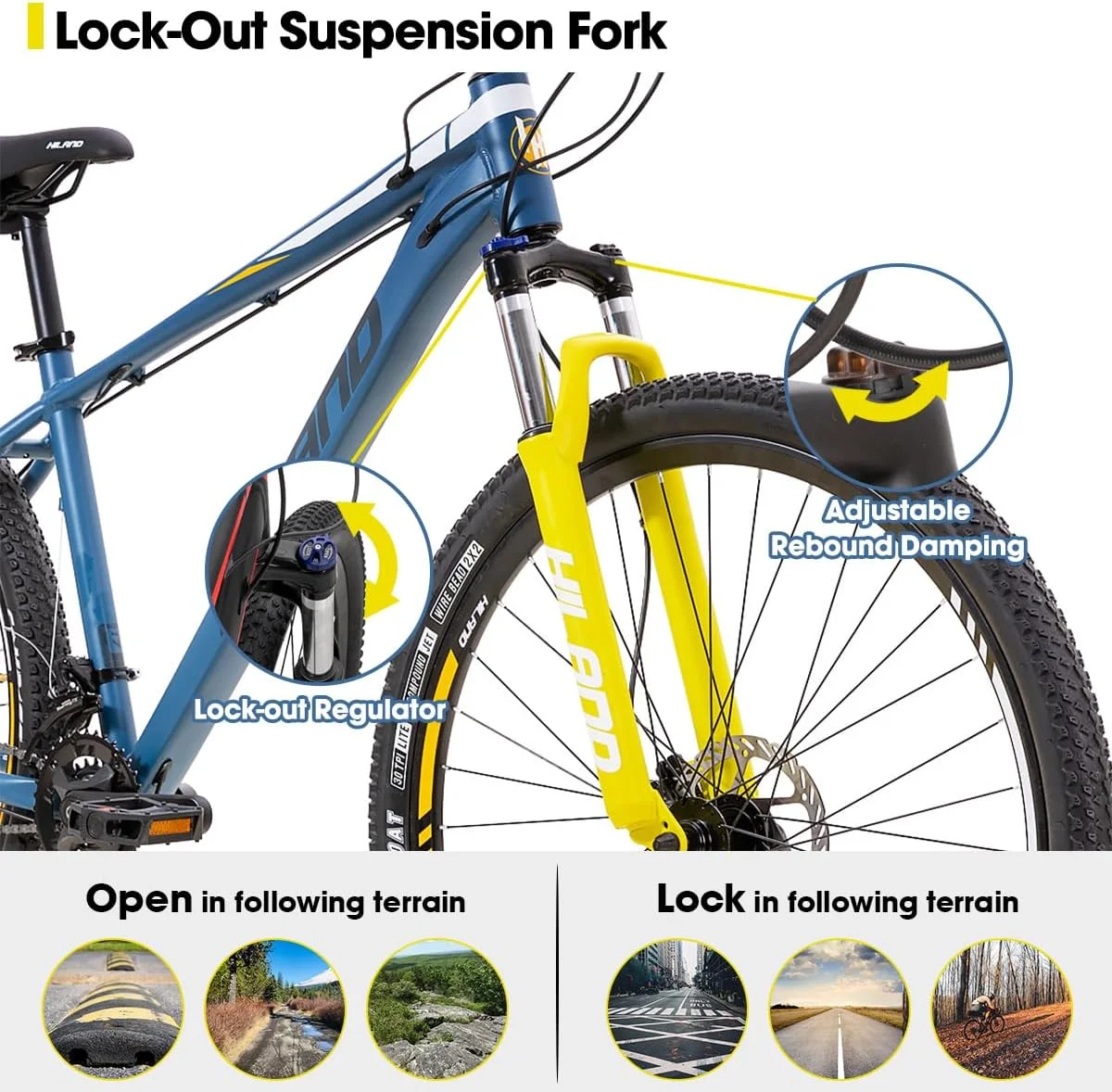 Hiland 29 Inch Mountain Bike for Men, Hardtail Trail MTB Bicycle, Black - Womvr