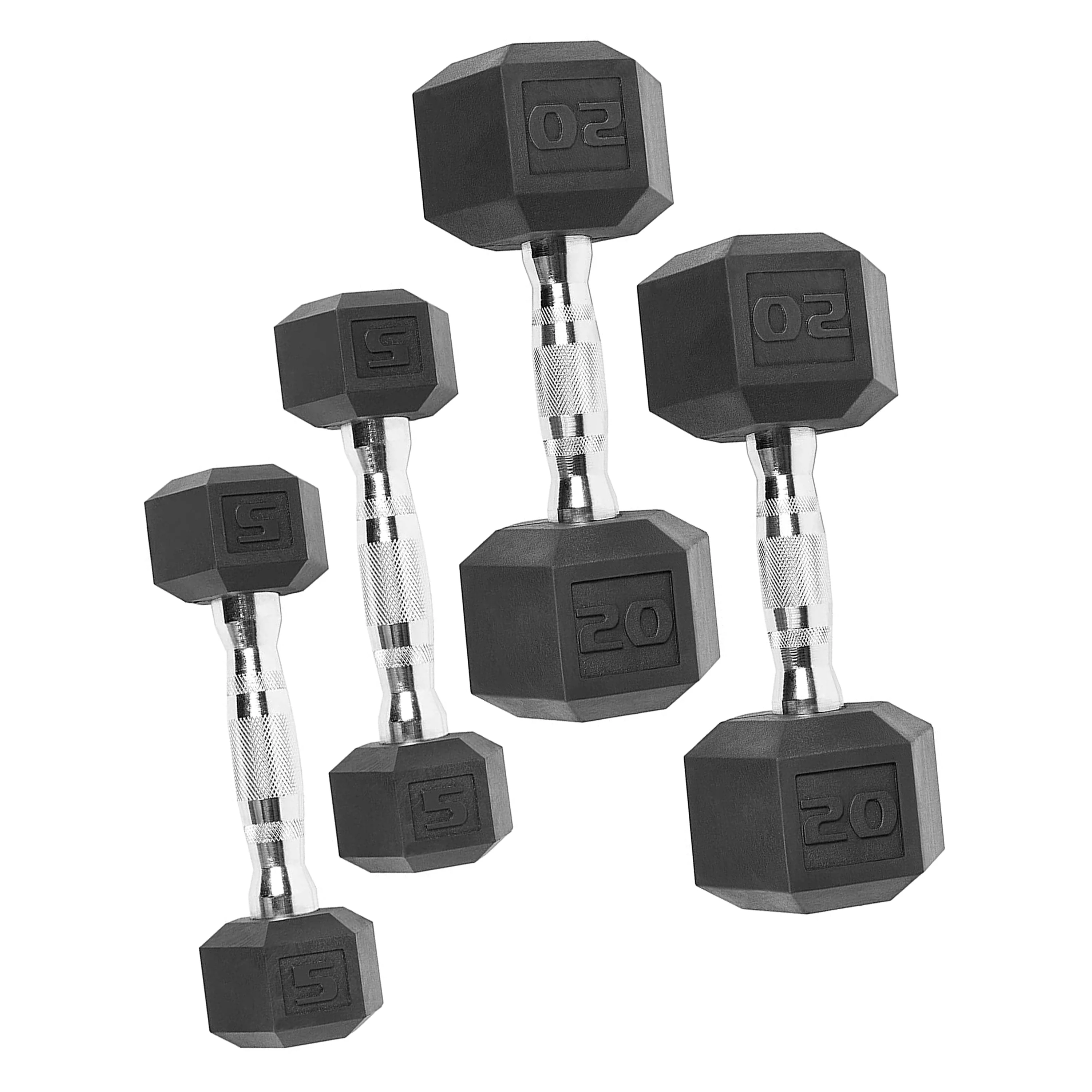 CAP 150 lb Coated Rubber Hex Dumbbell Weight Set with A-Frame Rack, Black - Womvr