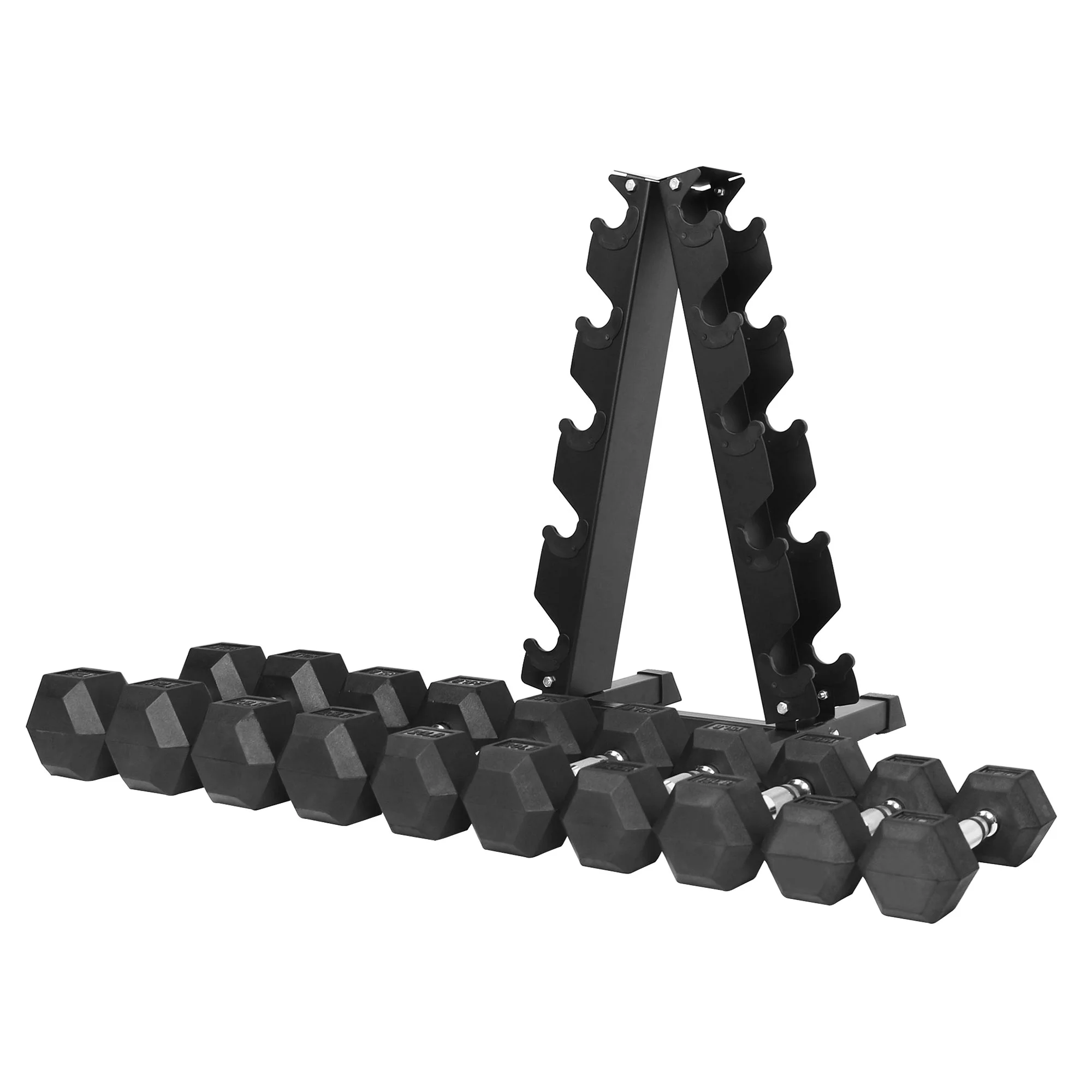 BalanceFrom Signature Alloy Steel 200 lb Rubber Encased Hex Dumbbell Set - Womvr