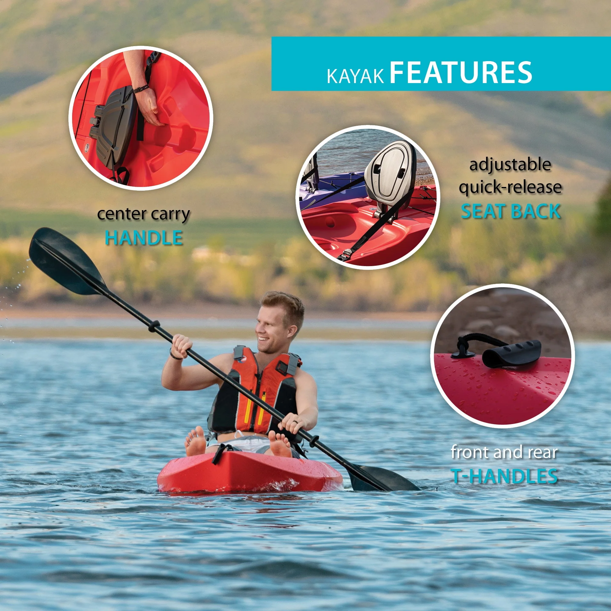 Lifetime Daylite 8 ft Sit-on-Top Kayak, Red (90775) - Womvr