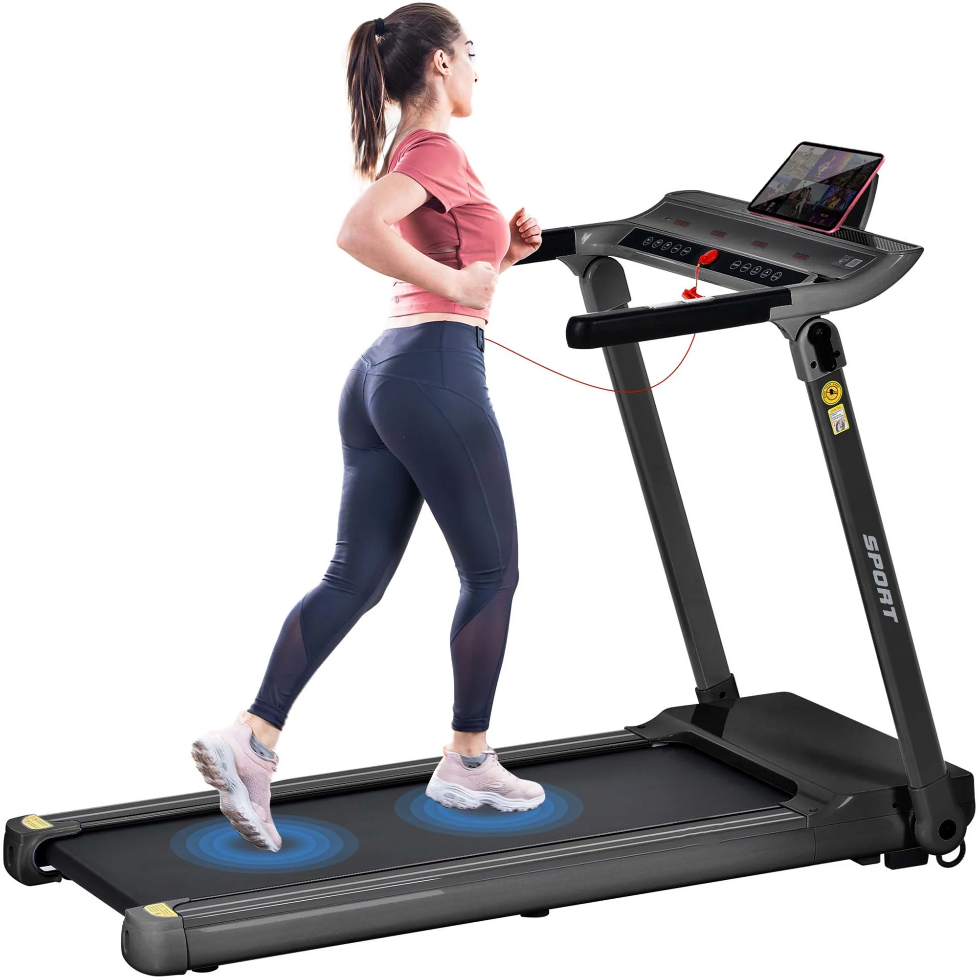 Aukfa Folding Treadmill for Home, 300 lb+ Capacity, 3.5 HP Electric Motorized Treadmill, 8.7 mph Speed, Black - Womvr