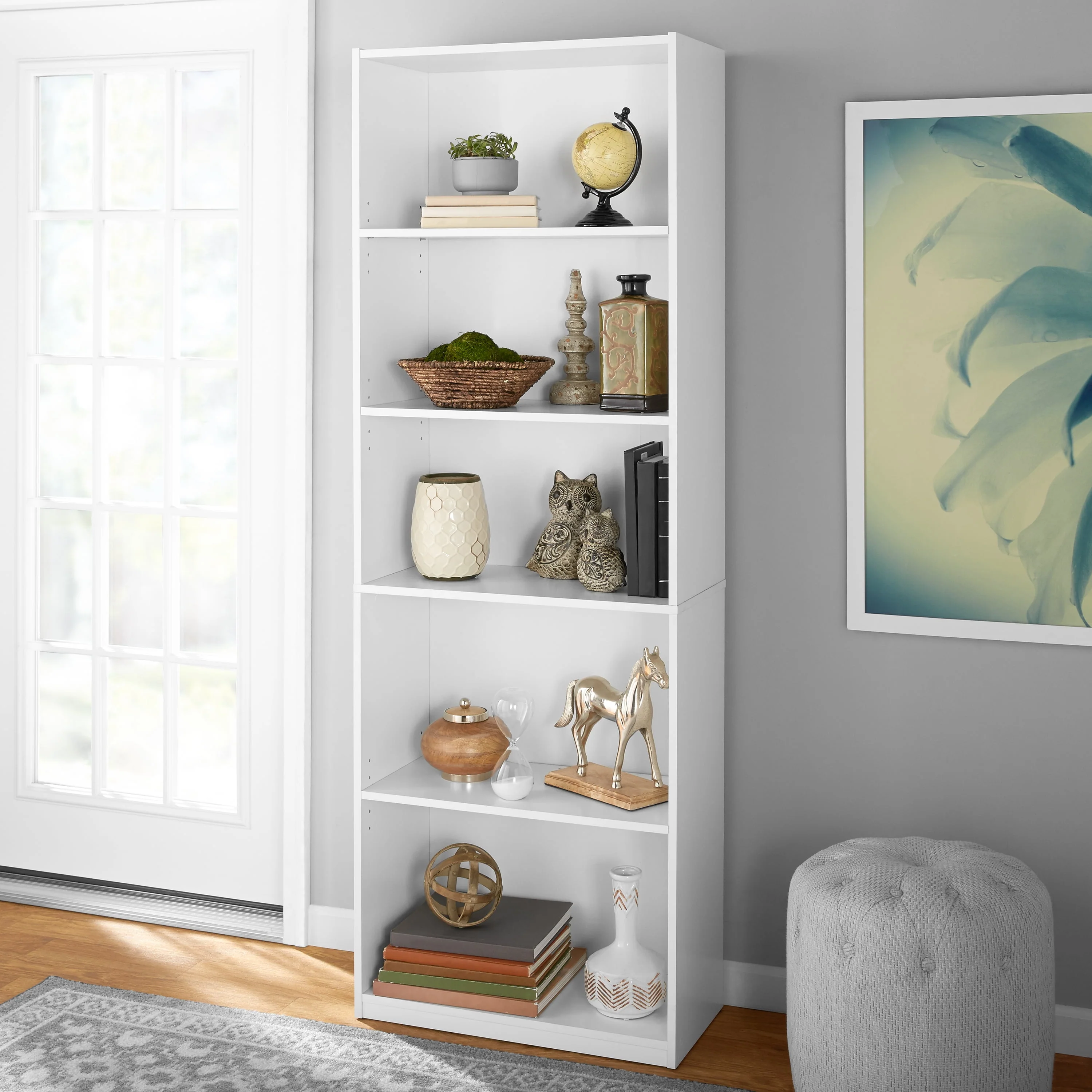 Mainstays 5-Shelf Bookcase with Adjustable Shelves, White - Womvr