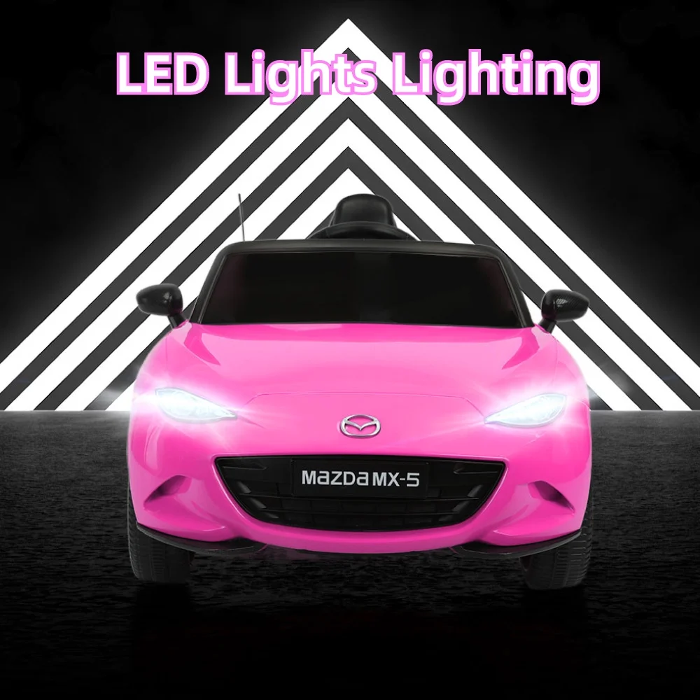 12V Ride On Powered Wheels Car Mazda Licensed MX-5 Electric Car for Kids w/ Parental Remote Control LED Lights Bluetooth Music - Womvr