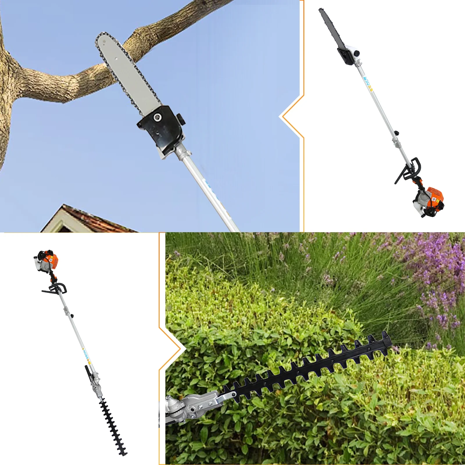 4 in 1 Weed Eater Grass Trimmer, Multi-Functional String Trimmer with Gas Pole Saw, Hedge Trimmer, Weed Trimmer, and Brush Cutter, Weed Eater for Patio Garden Lawn, 33CC 2-Cycle - Womvr