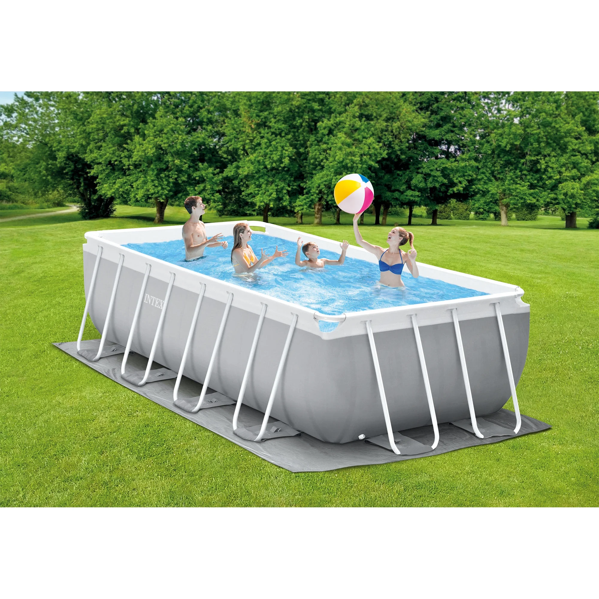 Intex 16Ft X 8Ft X 42In Prism Frame Rectangular Pool Set - Womvr
