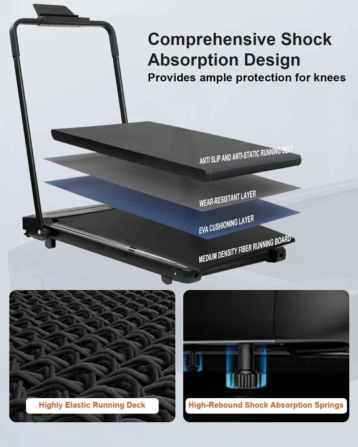 UPGO 2.25HP Walking Pad Under Desk Treadmill with 330 lbs Weight Capacity Walking Jogging Machine with Remote Control and LED for Home/Office - Womvr