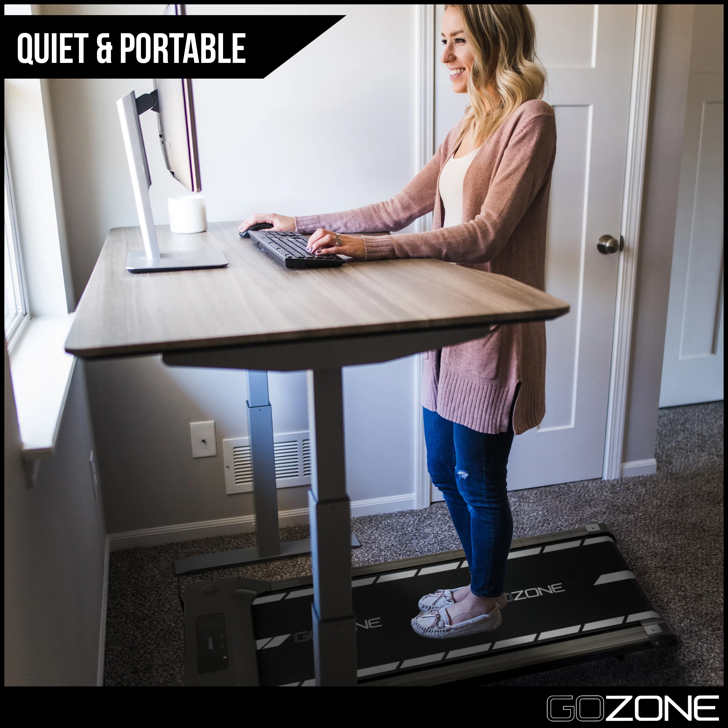 Gozone Under Desk Exercise Treadmill with Remote, Walking Pad for Home and Office, Adjustable Speeds, White and Black - Womvr