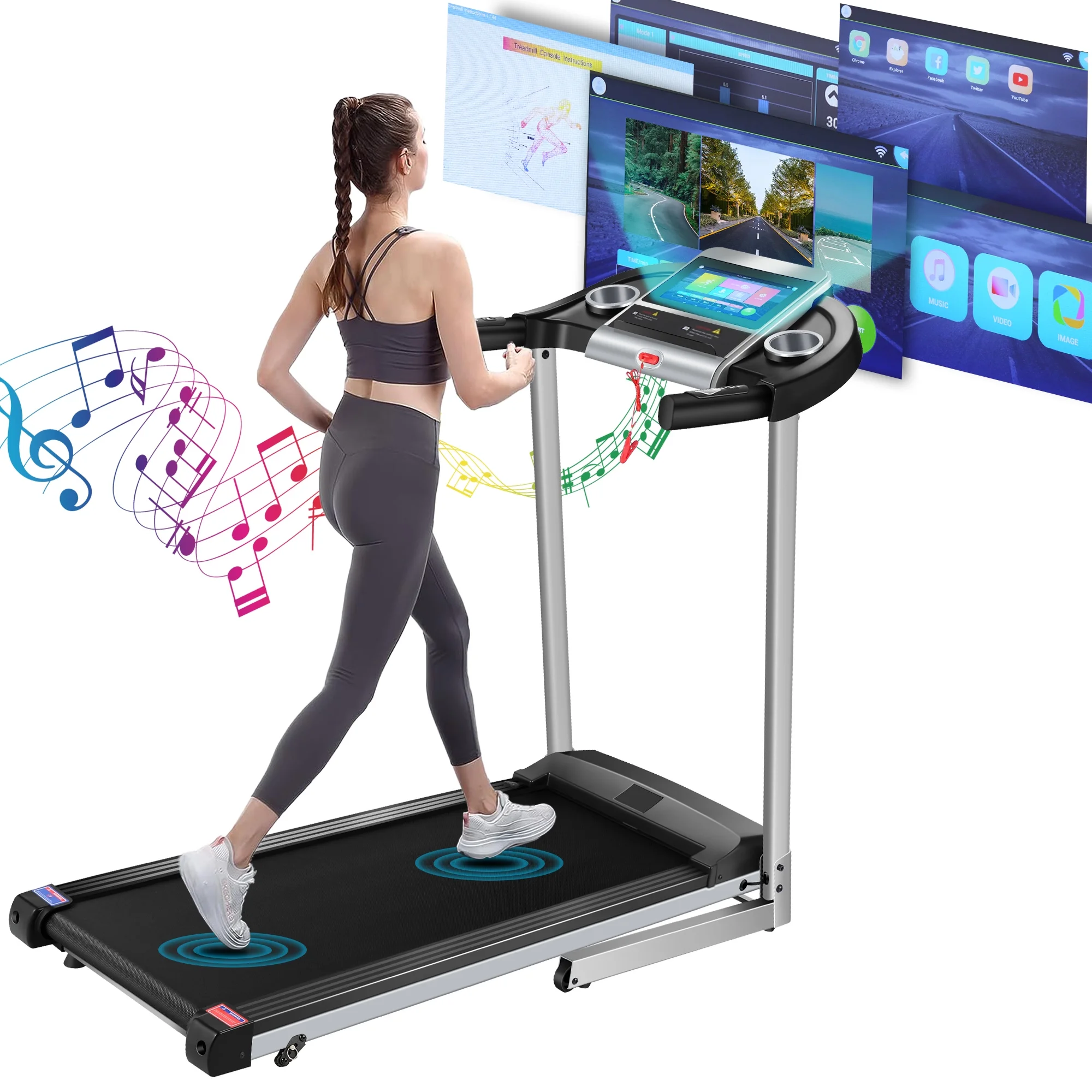 Tikmboex 3.25HP Folding Treadmill with 10