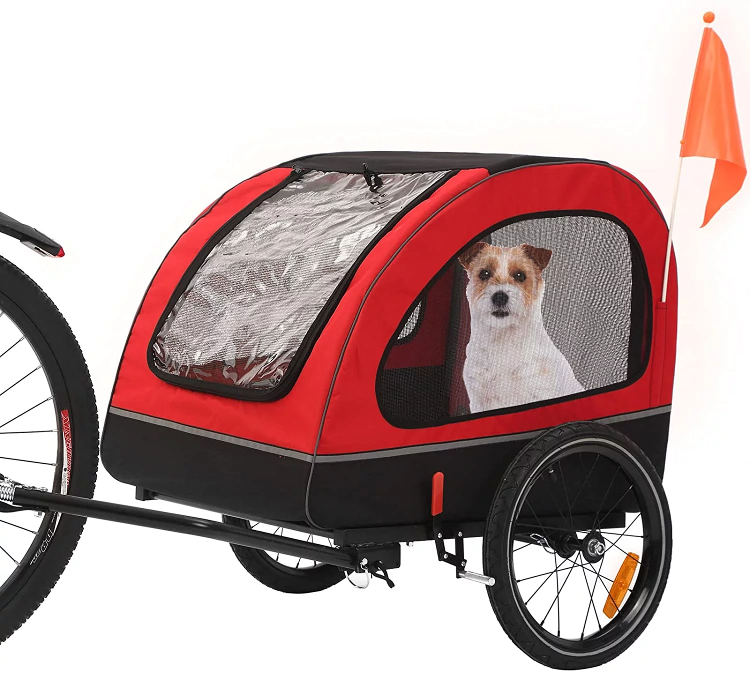 MOJAY Foldable Dog Bike Trailer with Rear Entrance for Small and Medium Pets Under 88 lbs, Outdoor Bike Trailer, Green - Womvr