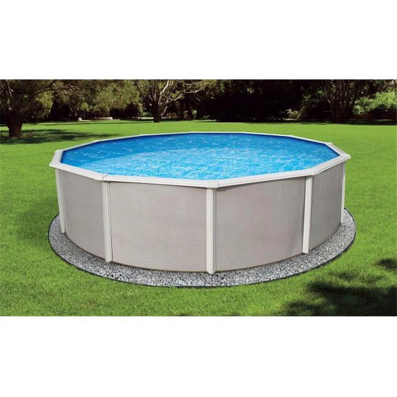 Blue Wave NB2530 Belize 27' Round 52'' Steel Pool with 6'' Top Rail - Womvr