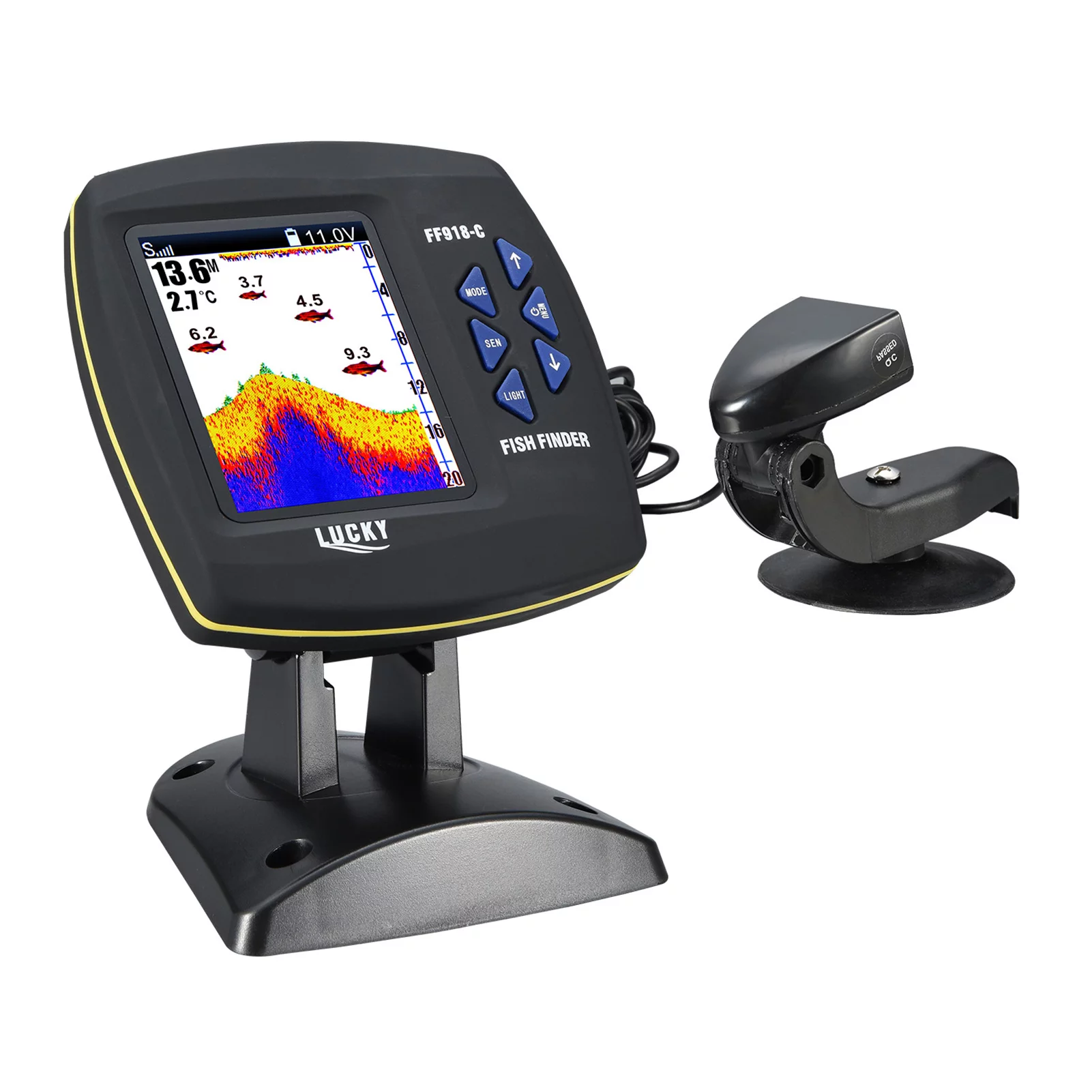 Lucky FF918-C Color LCD Screen Fish Finder 590ft Water Depth Boat Fish Finder - Womvr