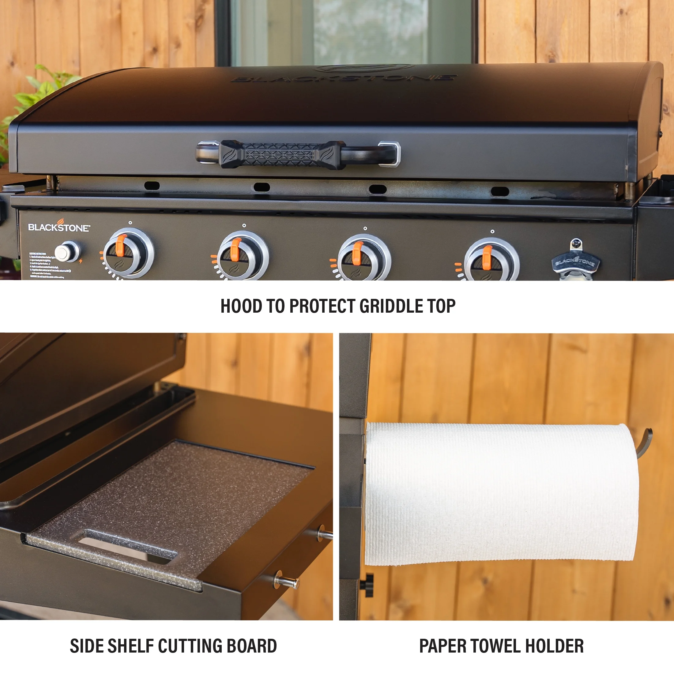 Blackstone Original 4-Burner 36” Propane Griddle with Hood and Omnivore Griddle Plate - Womvr