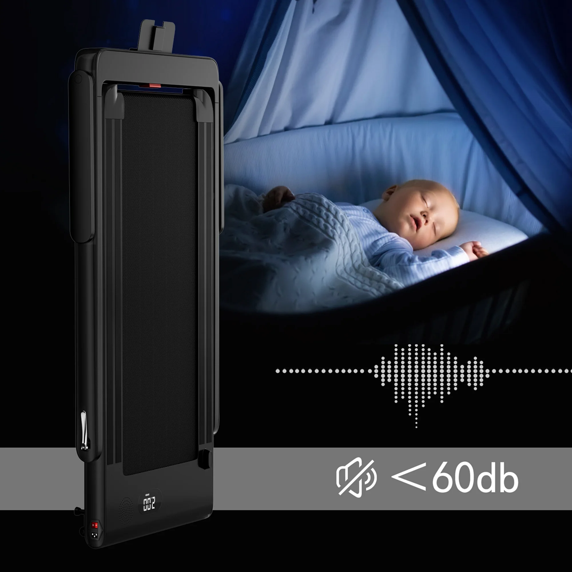 SuperFit Up To 7.5MPH 2.25HP 2 in 1 Single Display Screen Folding Treadmill Remote Control W/ APP Control Speaker Black - Womvr