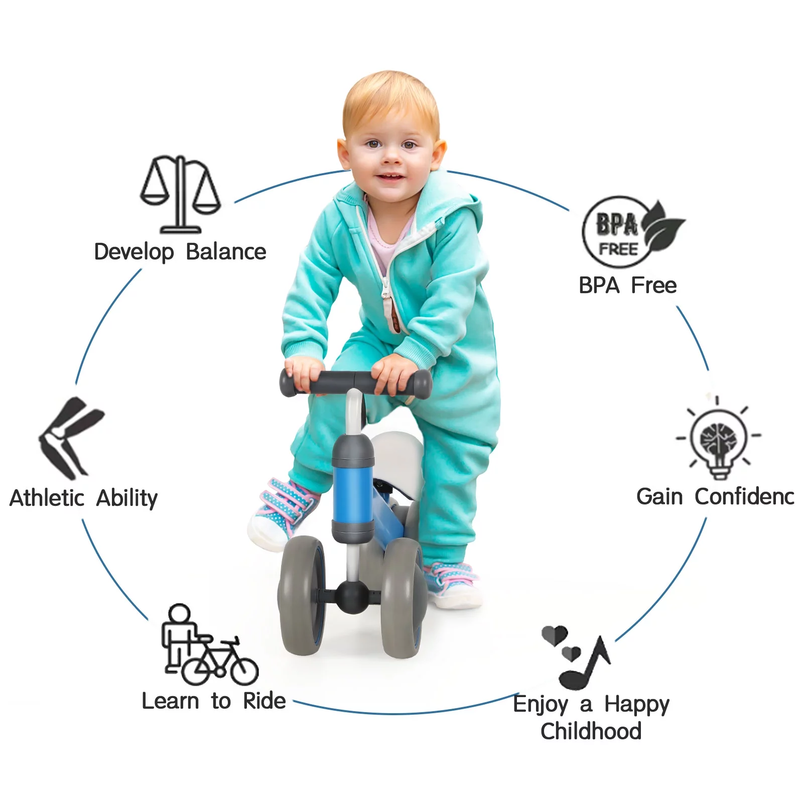 Balance Bike for 12-24 Months Toddler Toy Bike, Pink - Womvr