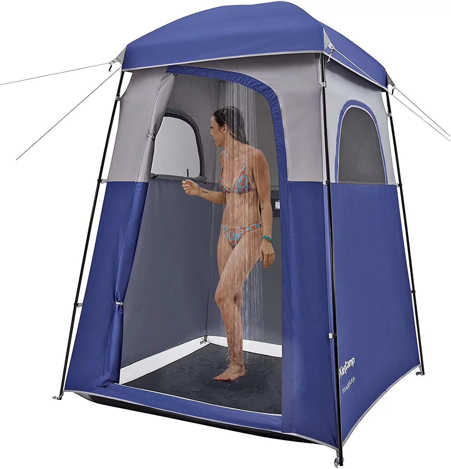 KingCamp Oversized Shower Tent Extra Wide 1 Room with Floor Waterproof Camping Privacy Shelter Easy Set Up Tent for Dressing Changing Toilets Tent, Coffee - Womvr