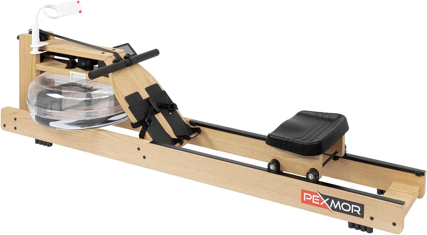 PEXMOR Water Rowing Machine,Oak Wood Water Rower with LCD Monitor Resistance Wooden Rower for Home Use 264 LBS Capacity - Womvr