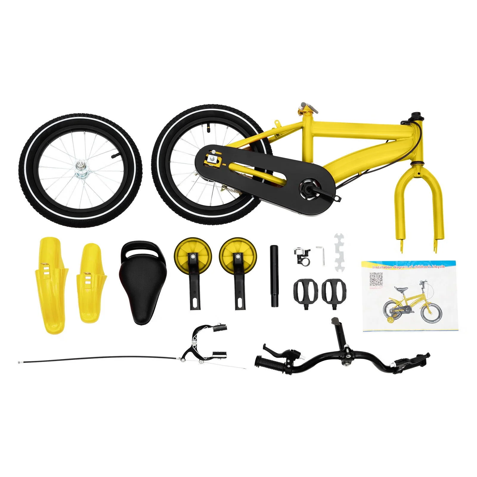 YIYIBYUS 14 Inch Kids Bike Boy Girl Safe Bicycle with Training Wheels and Adjustable Seat, White - Womvr