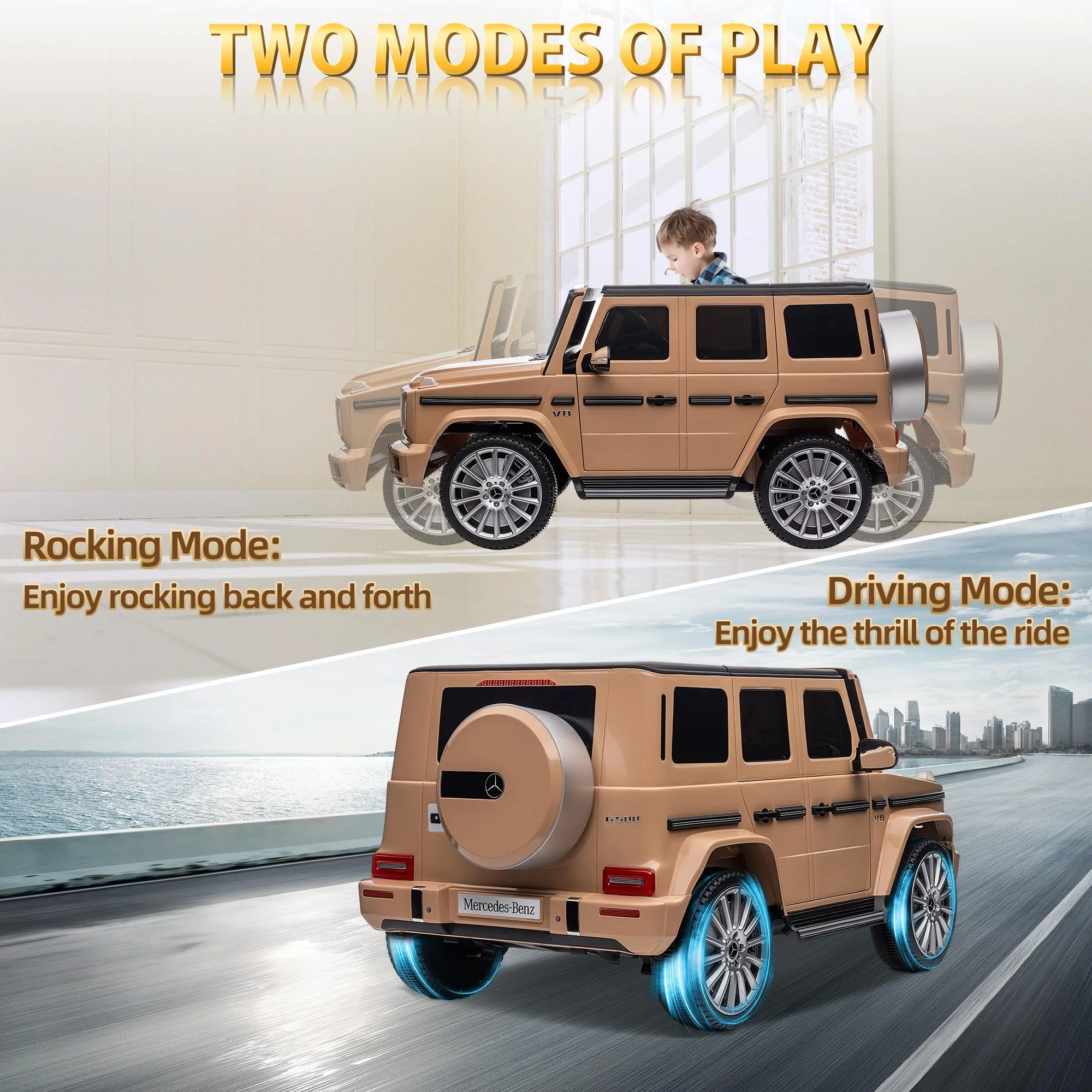 24V Ride on Car with Remote Control for Kids Mercedes Benz Ride on Car Toy for Boys and Girls 3-6 Years Old, Electric Vehicle, Bluetooth, LED Light, White - Womvr