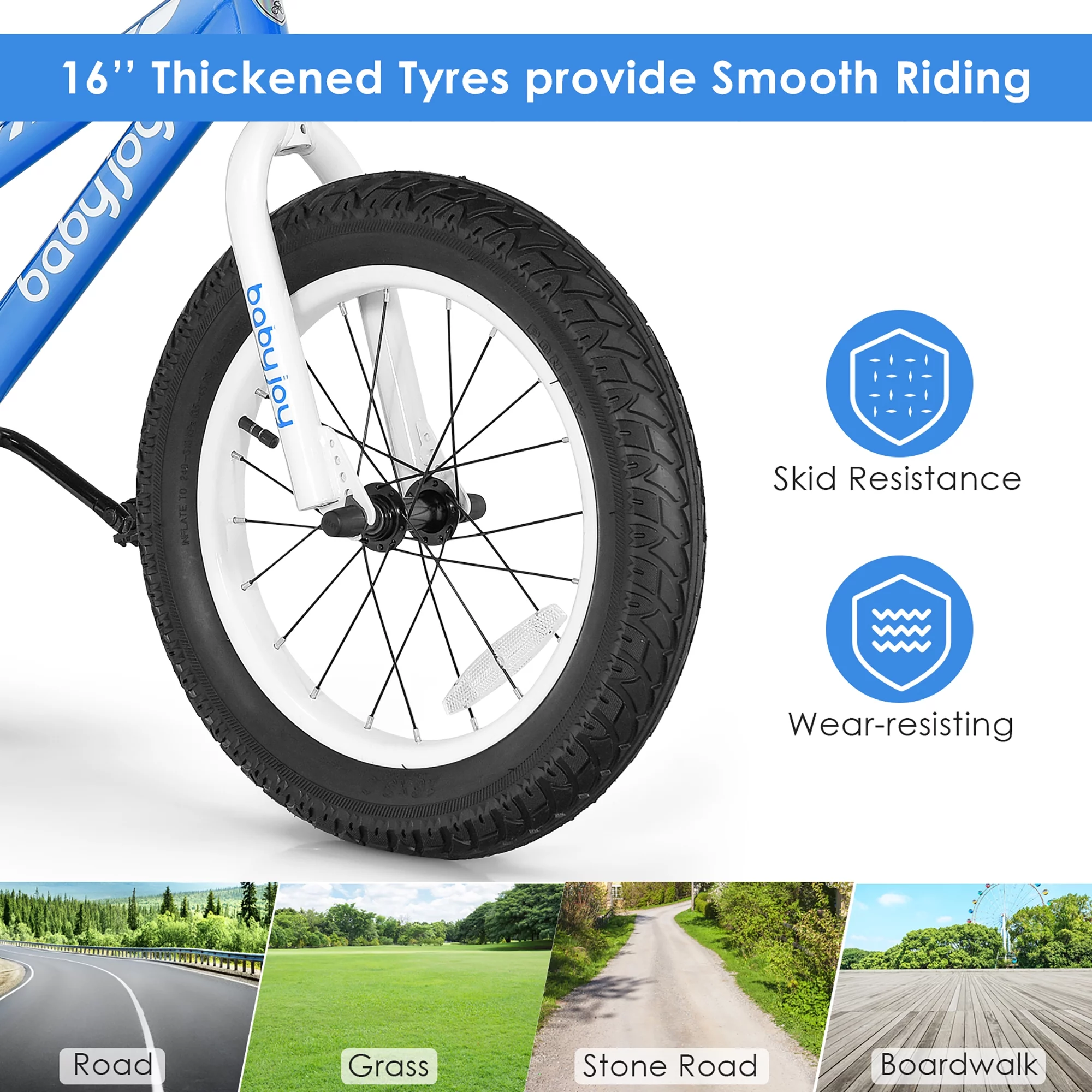 Babyjoy 16'' Kids Bike Bicycle w/ Training Wheels for 5-8 Years Old Boys Girls - Womvr