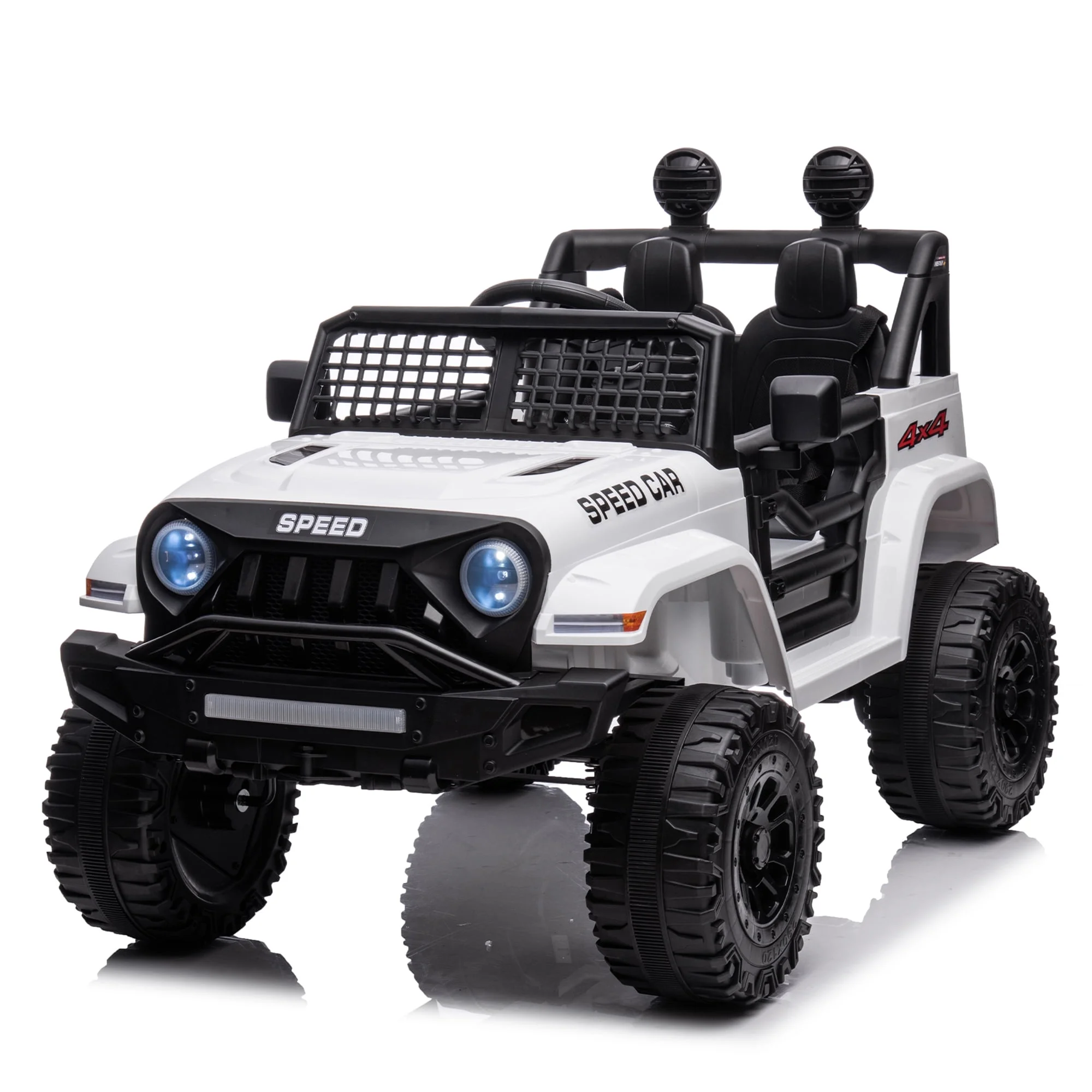 Kids Ride on Truck with Parents Remote Control, 12V 7A Battery Powered Electric Car Vehicle Toy with 3 Speed, USB, MP3, Bluetooth, LED Light, Safety Belt, Electric Car for Kids (Black) - Womvr