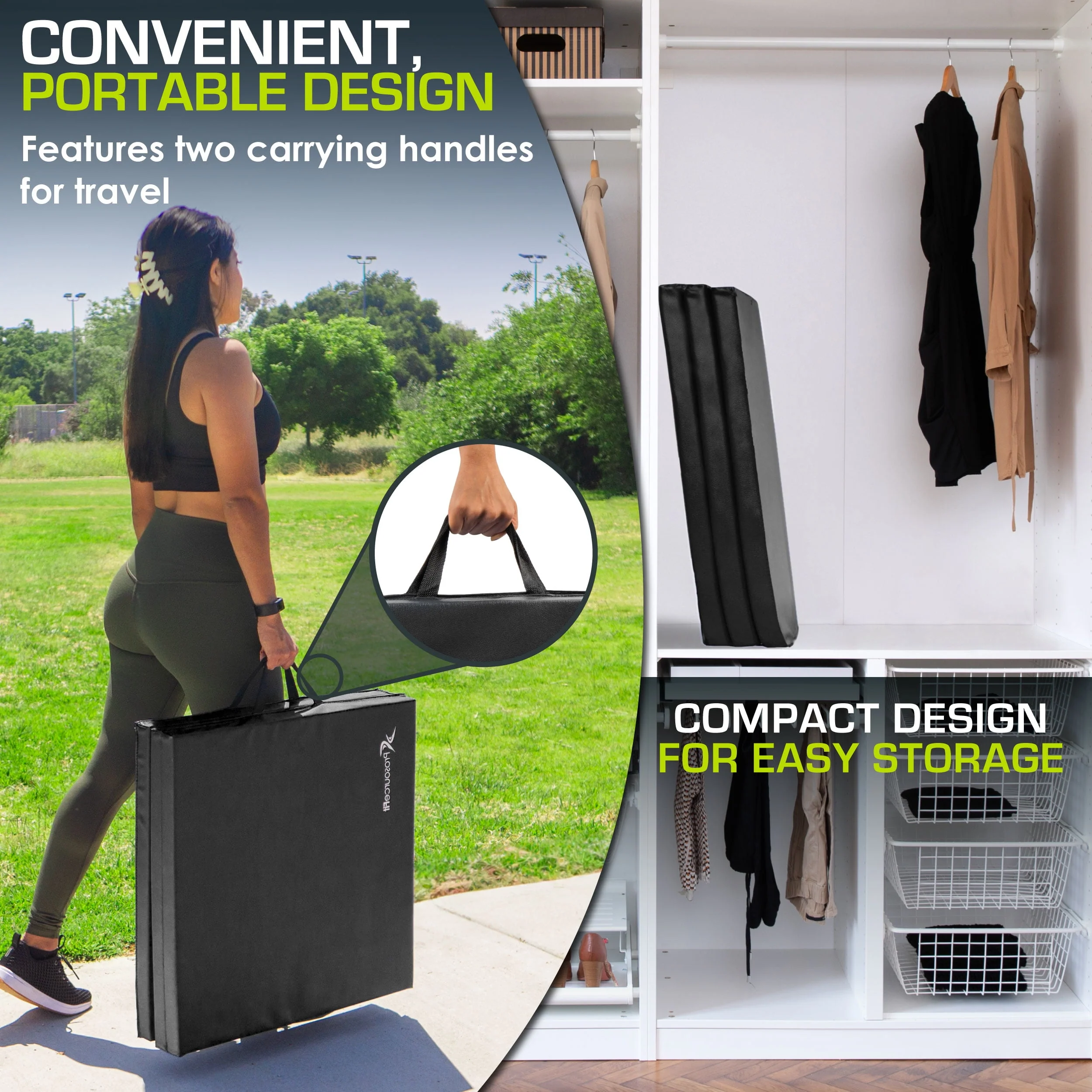 ProsourceFit Tri-Fold Folding Gymnastics Mat 6'x2' for Exercise - Womvr
