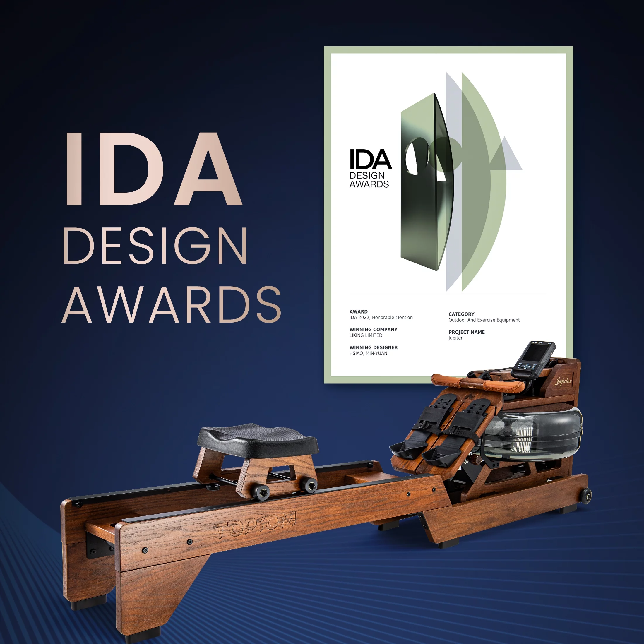 TOPIOM Rowing Machine Oak Wood 400lbs Max Load, Water rowing machine for home use with TM3 Monitor - Womvr