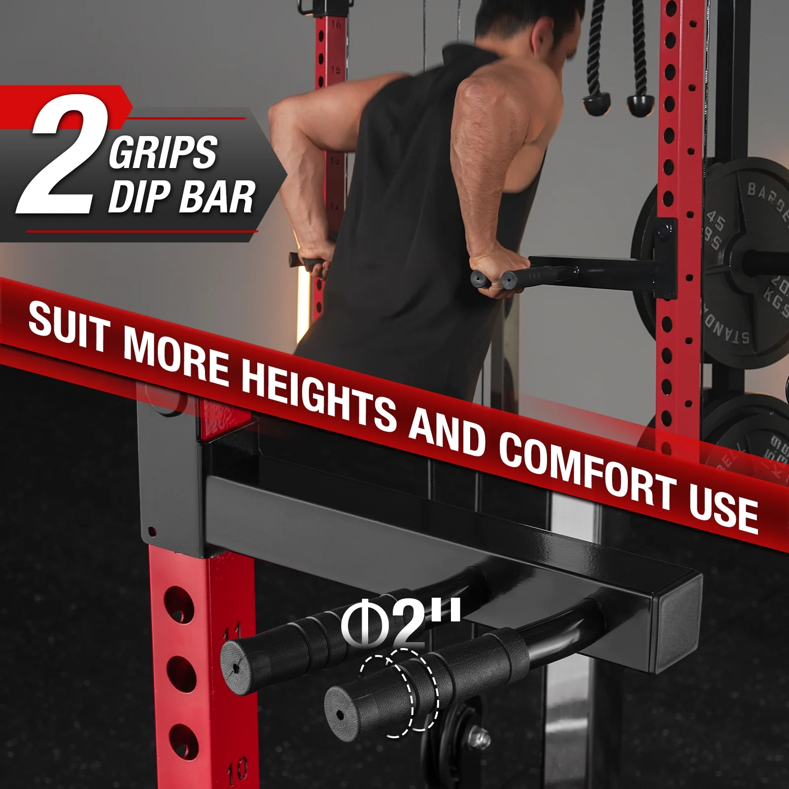 Mikolo Power Rack Cage, 1500 lbs Weight Rack with Cable Crossover Machine,Multi-Function Squat Rack with J Hooks,Dip Bars and Landmine for Home Gym (Black), Plate Loaded Machine - Womvr