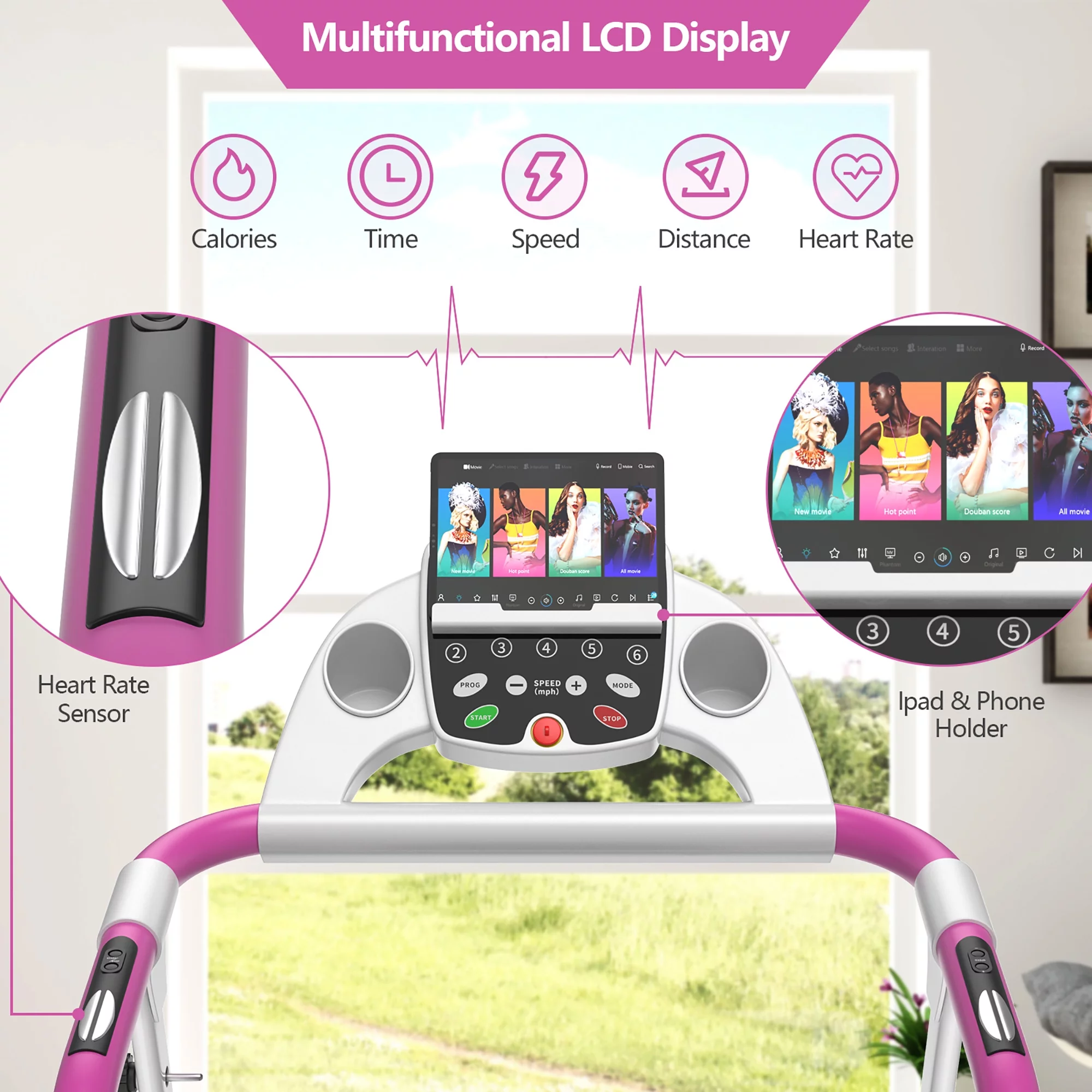 Costway 800W Folding Treadmill Electric /Support Motorized Power Running Fitness Machine - Womvr