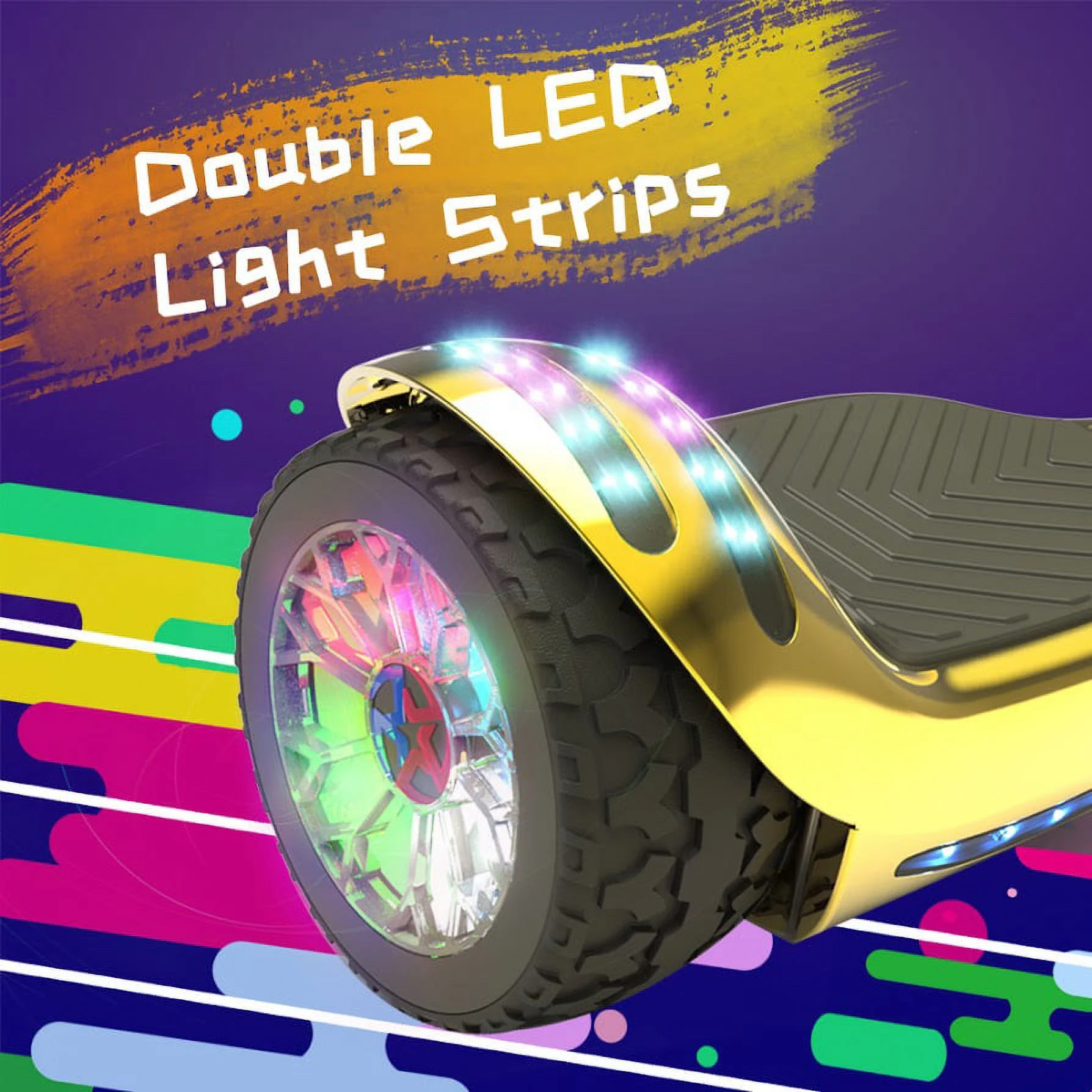 Hoverstar ul2272 Hoverboard All-Terrain LED Flash Wide All Terrian Wheel, Blue - Womvr