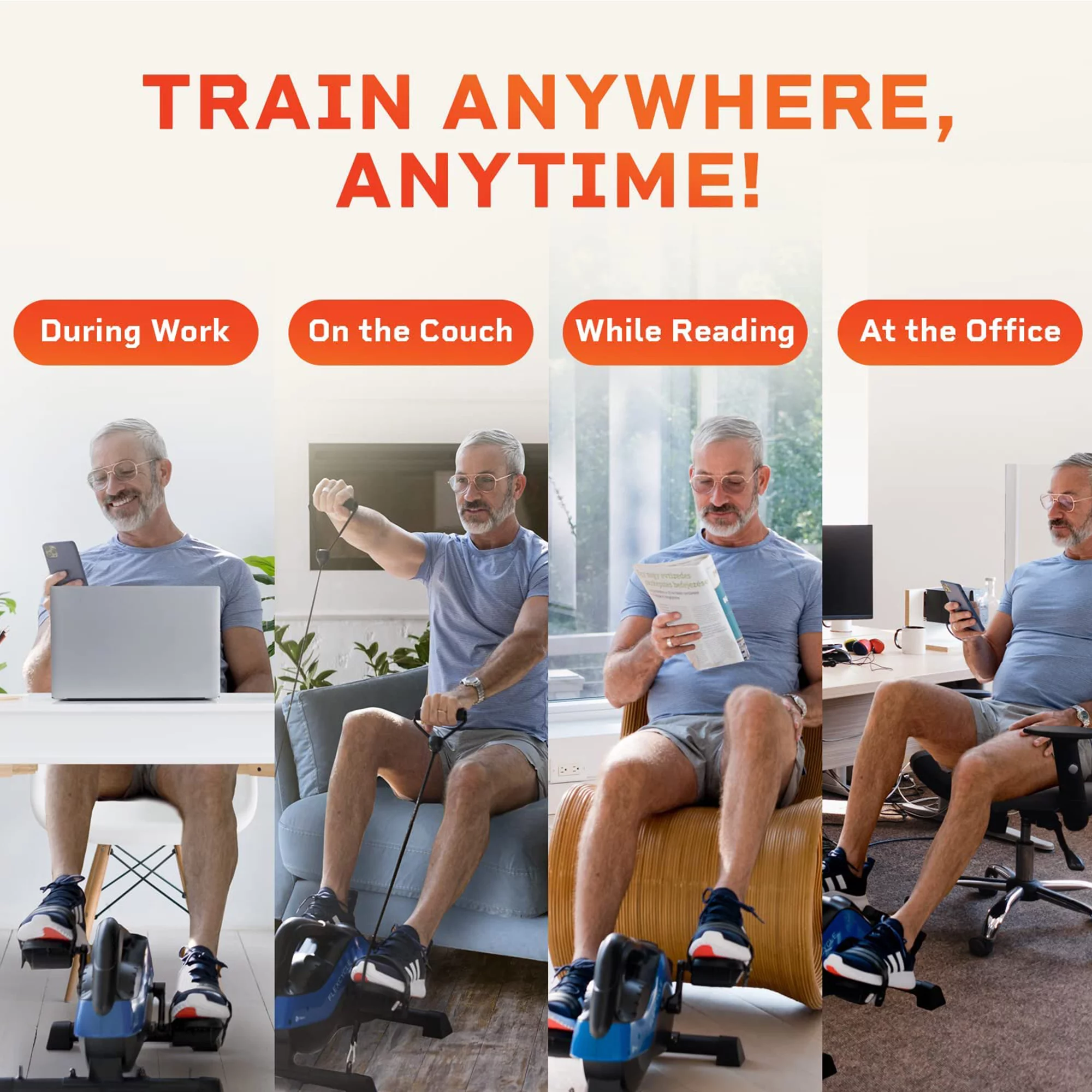 Lifepro FlexCycle Stationary Bike Pedal Exerciser Under Desk Workout Equipment, Blue - Womvr